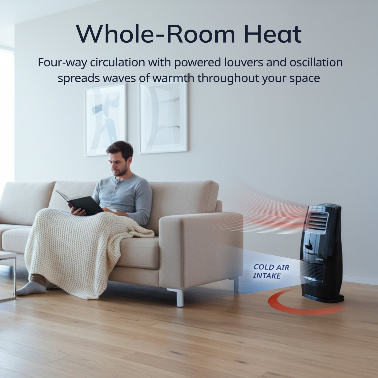 Lasko 1500W Motion Heat Whole Room Ceramic Space Heater with Remote, CC23161, Black