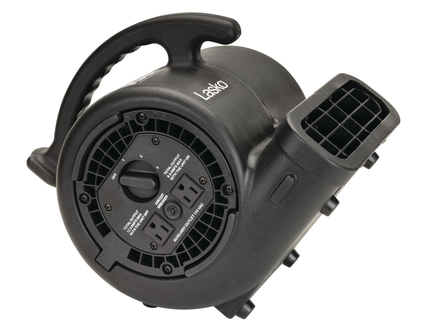 Lasko 3-Speed Super Fan Max Air Mover Floor Fan with Outlets, SF-20-BK, Black