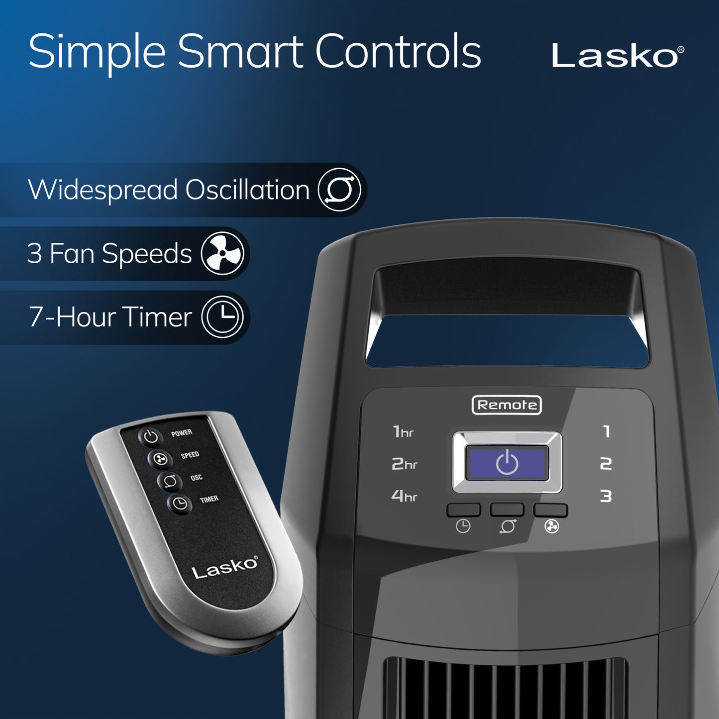 Lasko Oscillating High Velocity Fan with Remote Control, U35122, Black
