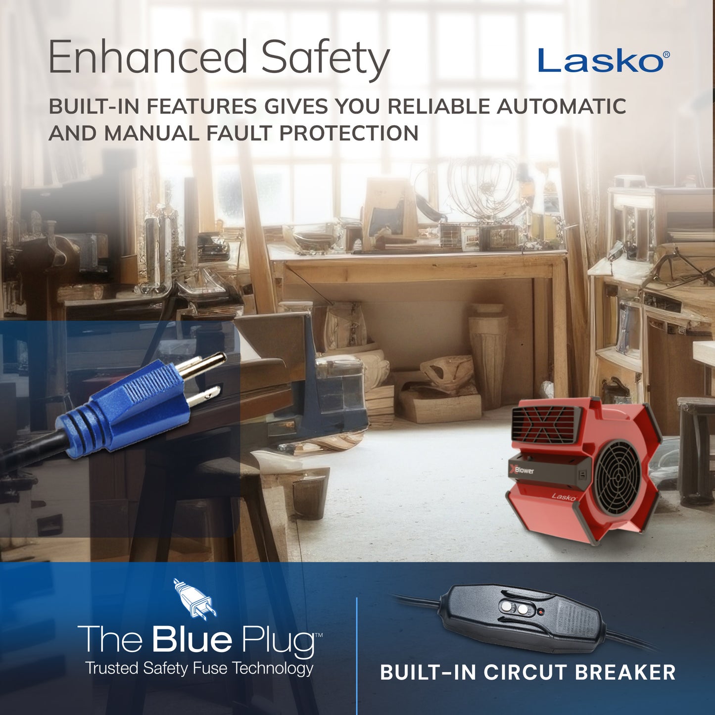 Lasko X12900 X-Blower Multi-Position Utility Blower Fan with USB Port