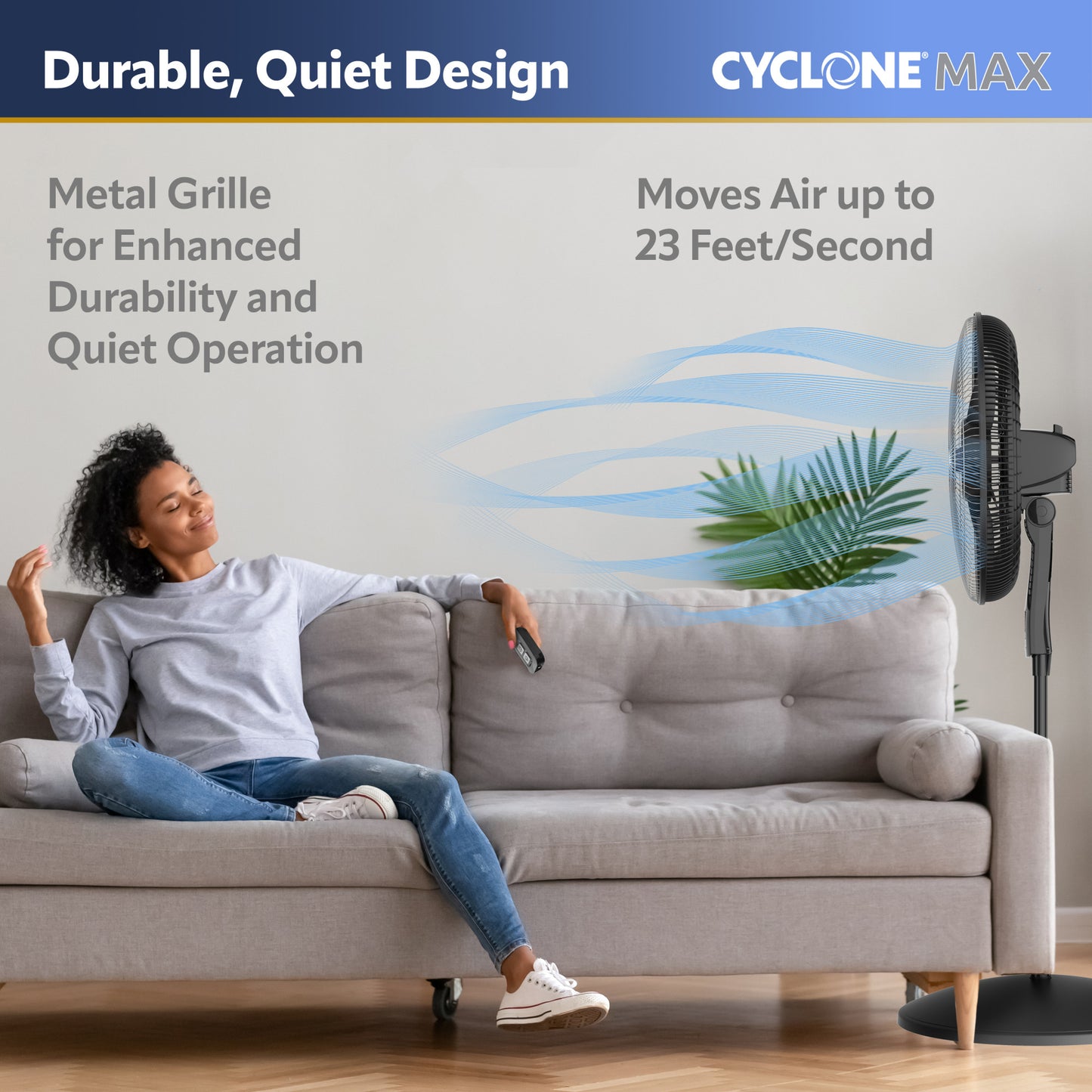 Lasko 18" Oscillating 4-Speed Large Room Pedestal Fan with Remote Control, S18605, Black