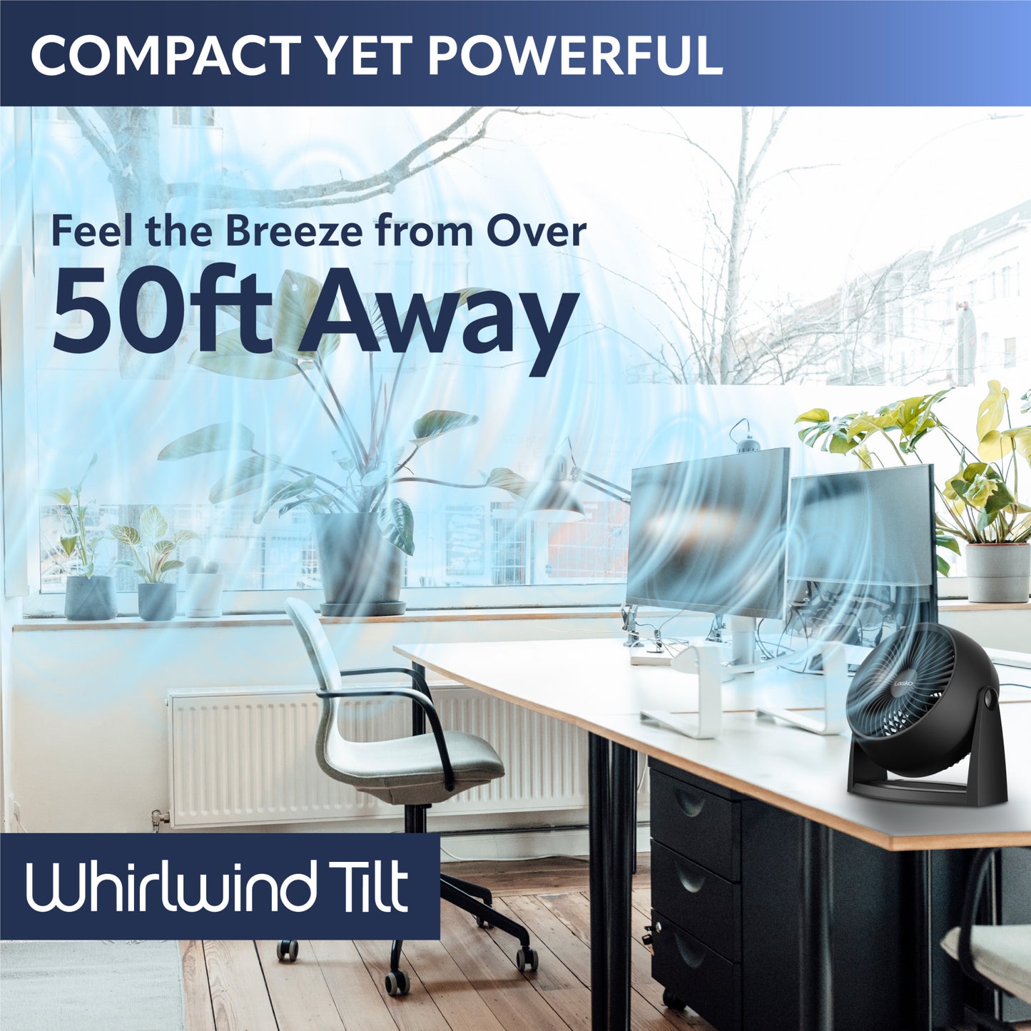 Lasko A12105 Whirlwind Tilt 12" Table Fan with Wall-Mount Option: Black