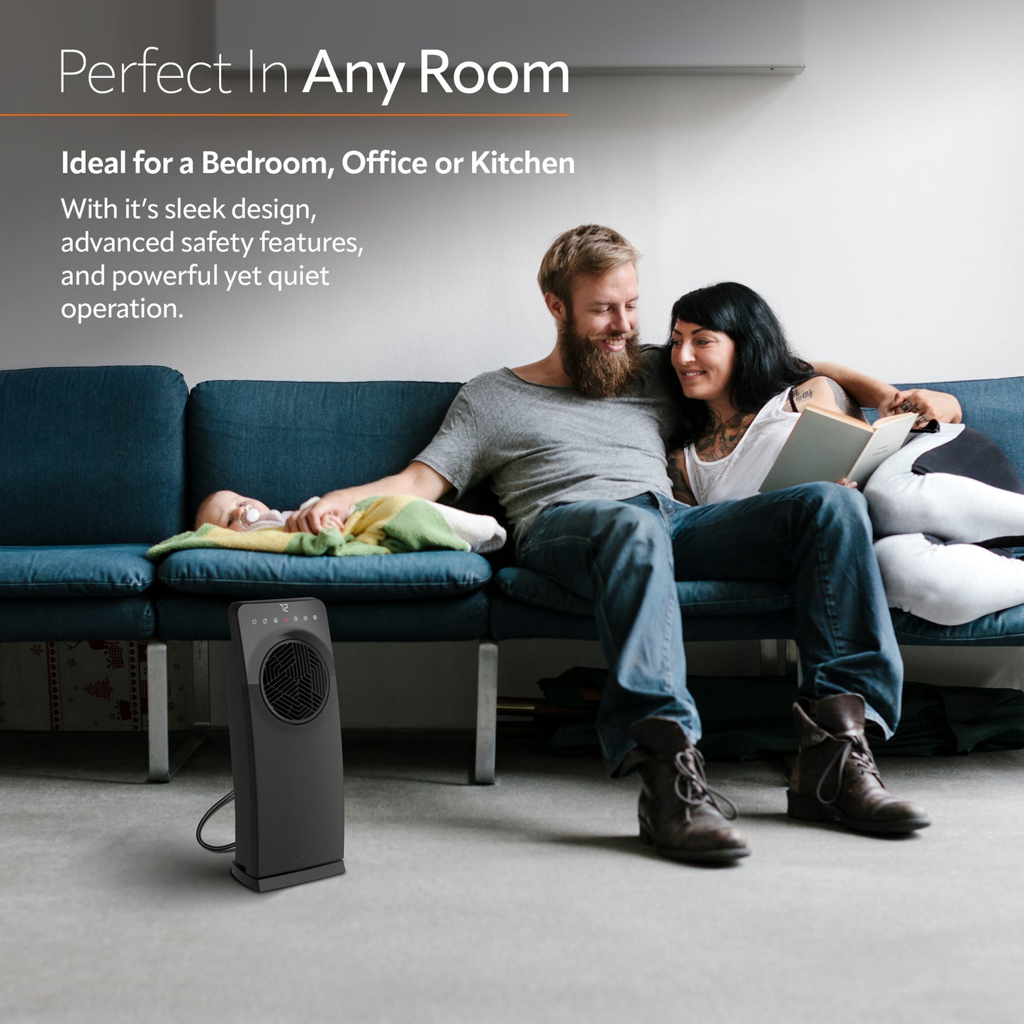 Lasko Elite Collection Revolution Full-Room Ceramic Heater with Remote, CC23645, Black