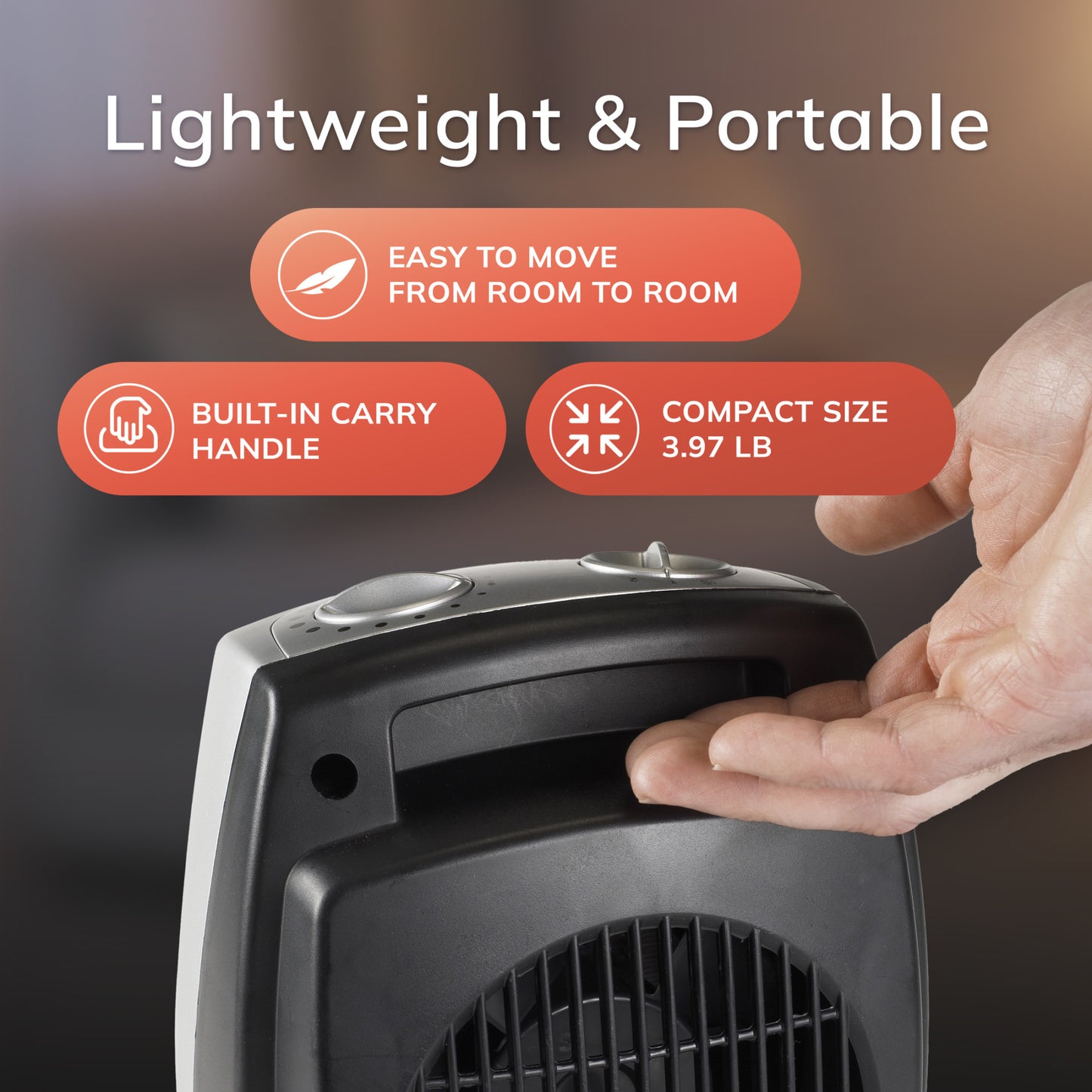 Lasko 1500W Electric Ceramic Space Heater with Adjustable Thermostat, 754200, Silver