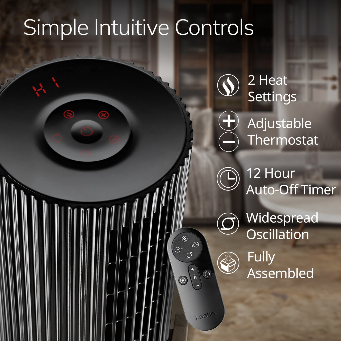 Lasko CX16550  Artisan Series Ceramic Space Heater and Base with Remote Control, Black