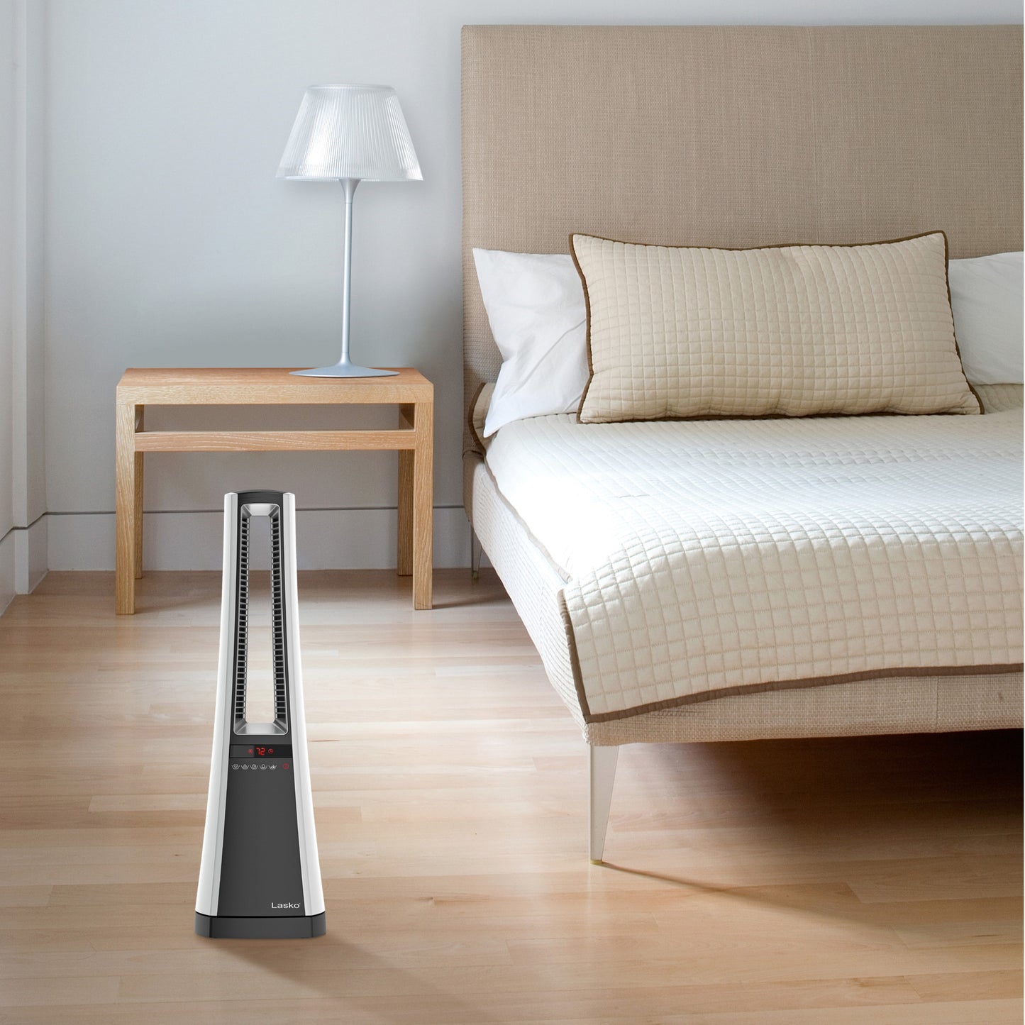 Lasko 1500W Bladeless Ceramic Tower Space Heater with Remote, AW315, Gray