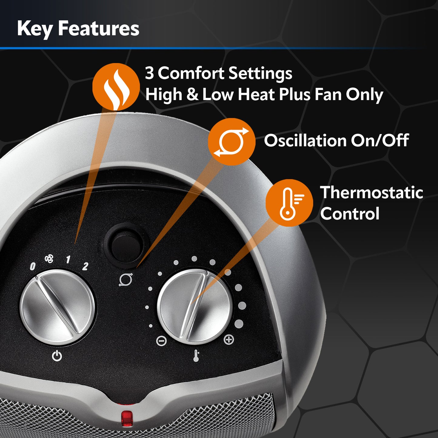 Lasko 1500W Electric Oscillating Ceramic Tabletop Space Heater with Adjustable Thermostat, 5409, Gray