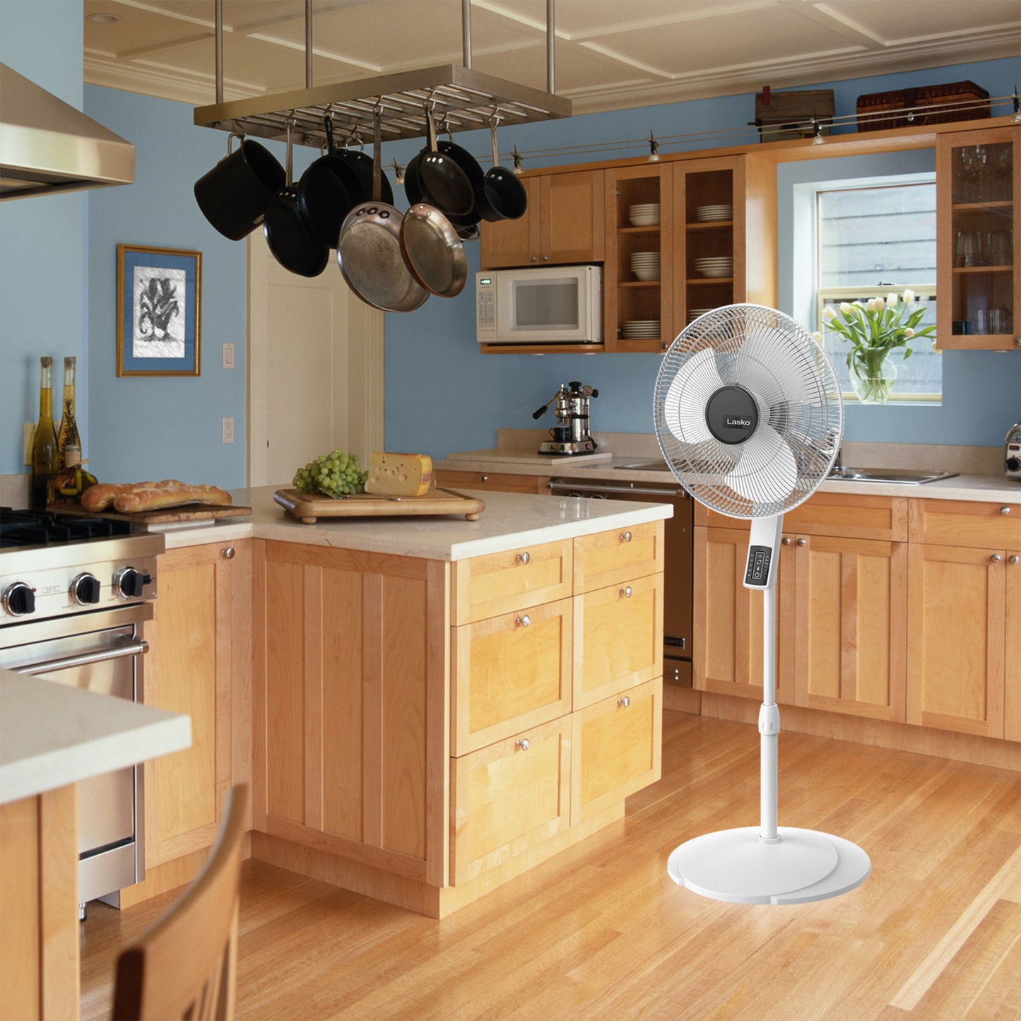 Lasko S16614 16" 4-Speed Oscillating Pedestal Fan with Remote Control: white