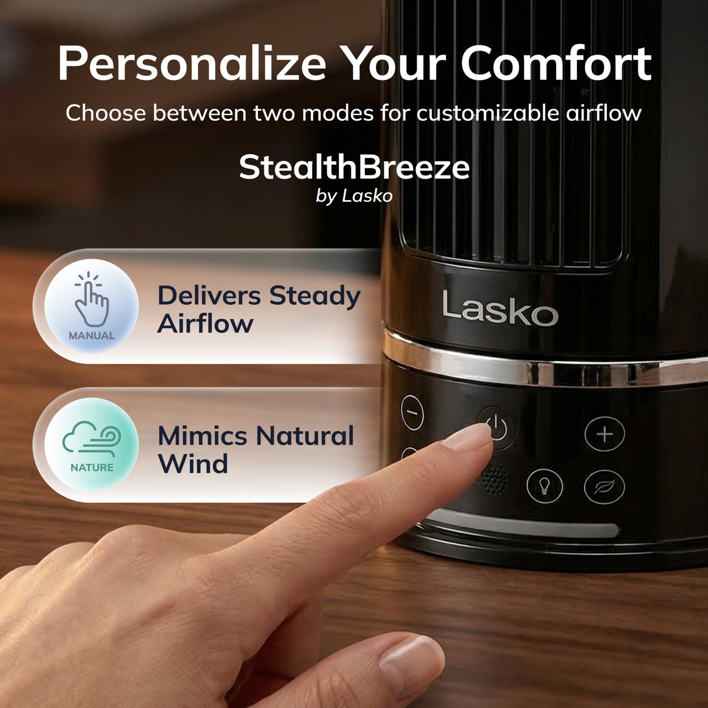 Lasko WhisperForce™ DC 14" Table Top Fan (12-speed, remote, timer, black)