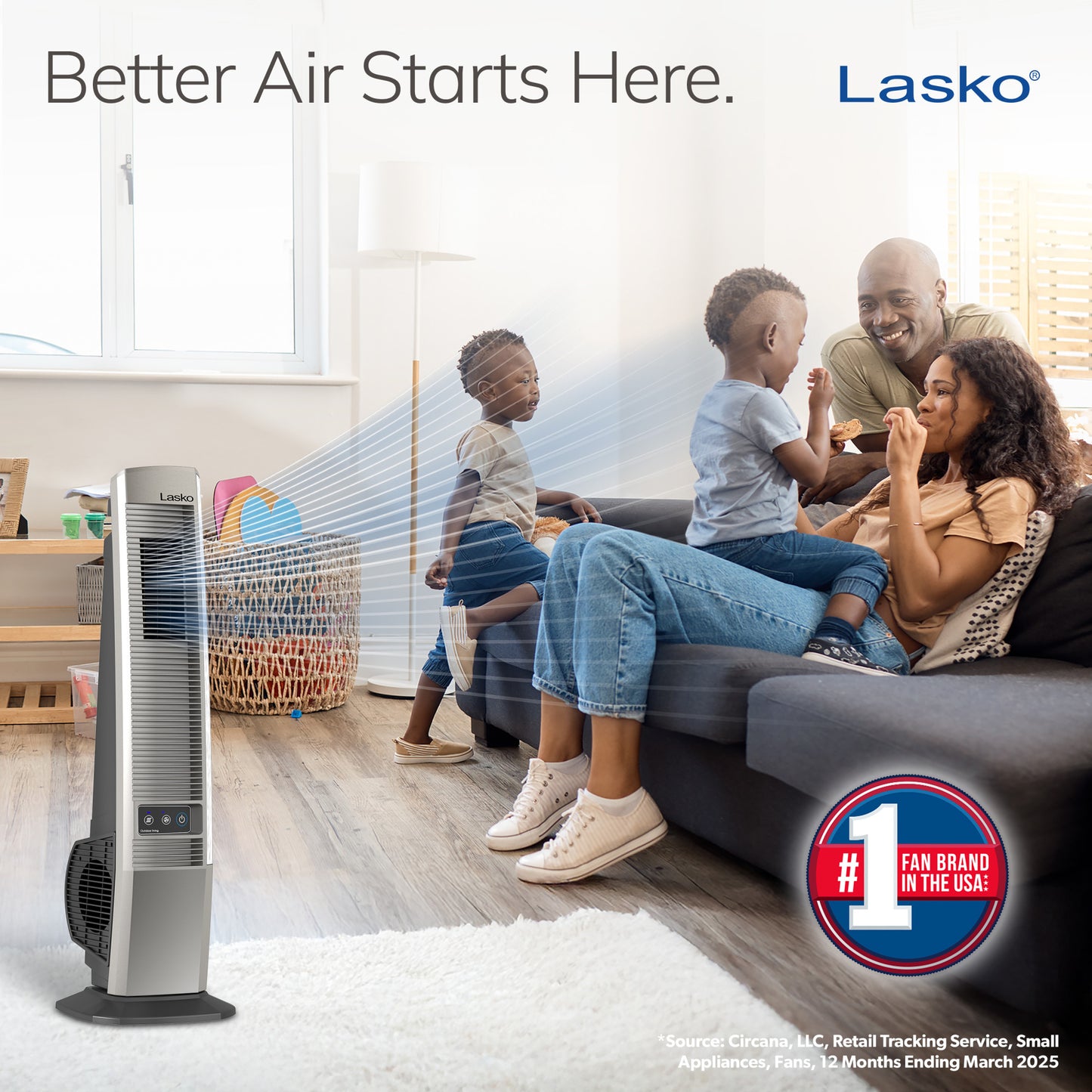 Lasko 42" 4-Speed Oscillating Outdoor Tower Fan with 10-Foot Power Cord, YF202, Gray