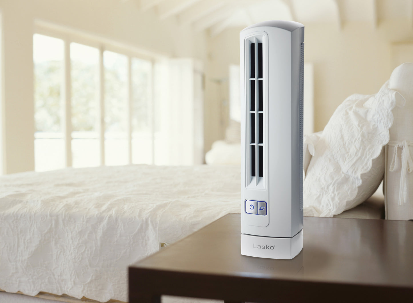 Lasko Air Stik 14" Oscillating Ultra-Slim Tabletop Fan, T14100, White