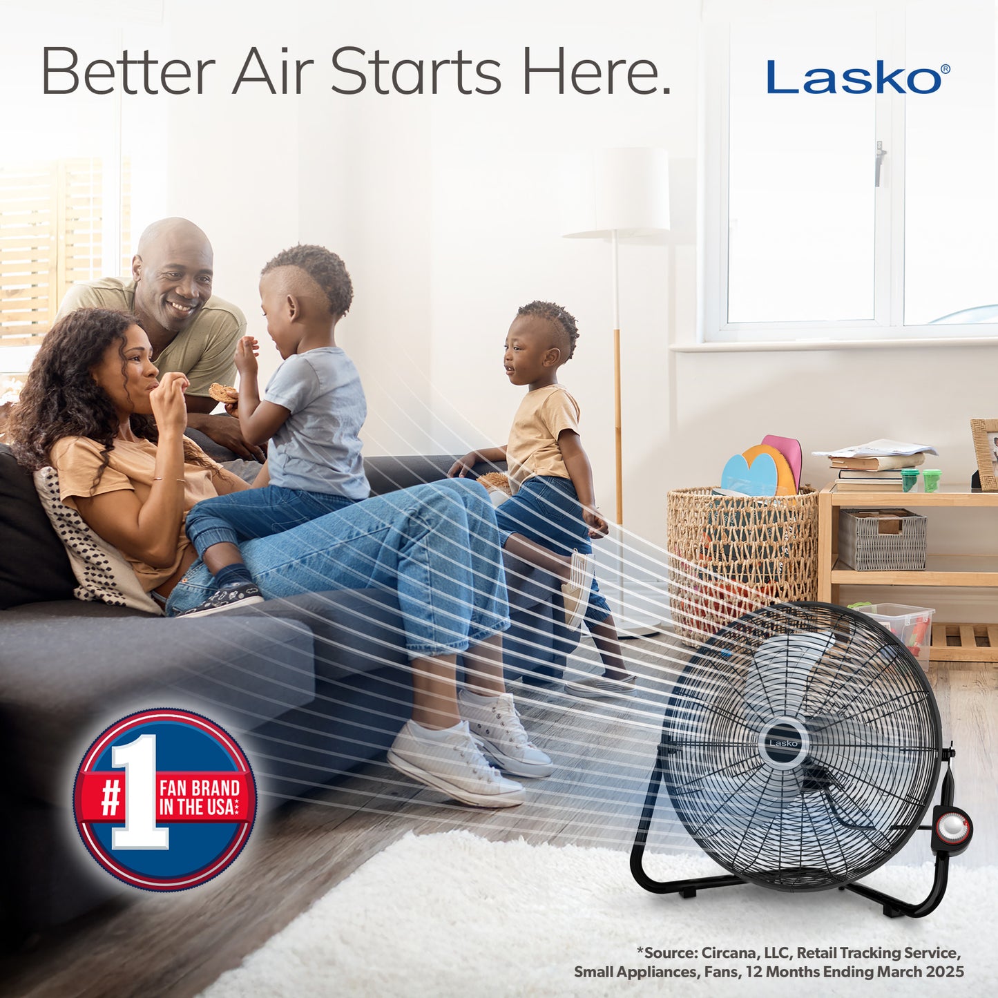 Lasko 20" Max Performance High Velocity Floor Fan with Wall Mount Option and 3 Speeds, 2264QM, Black