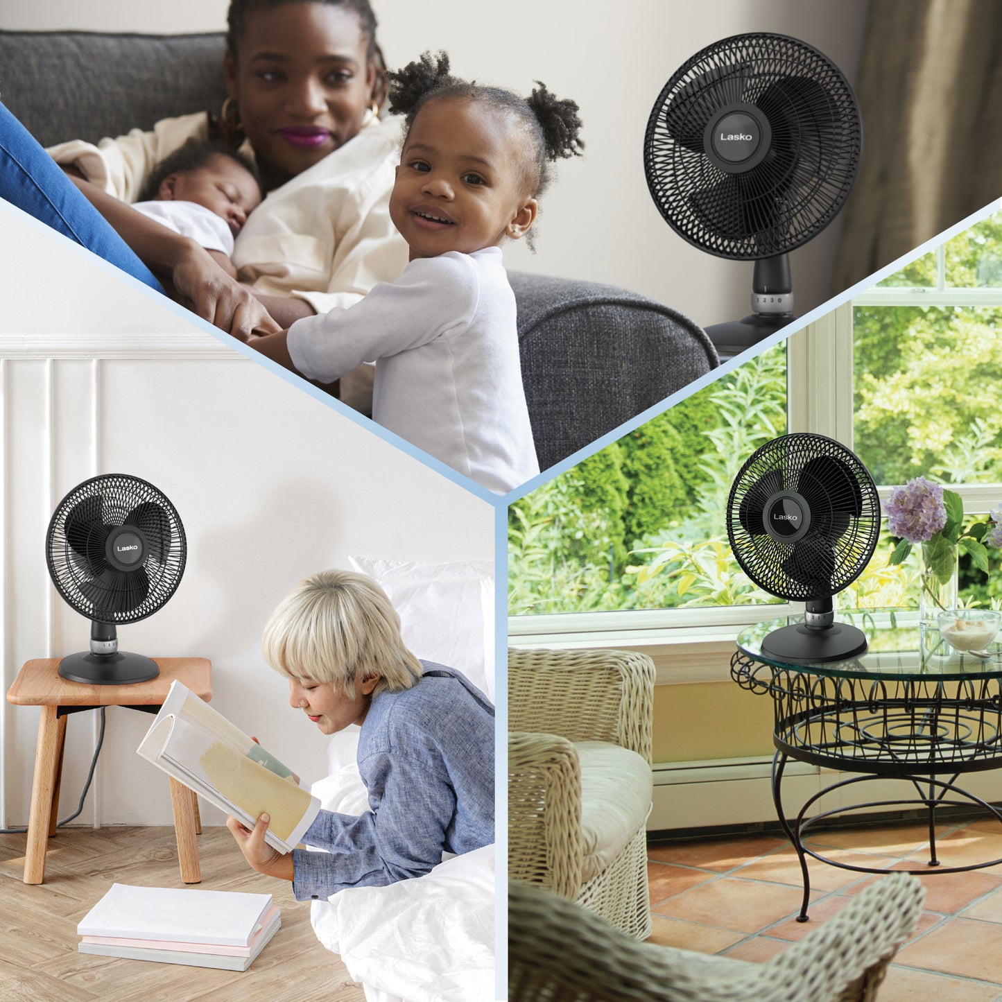 Lasko 3-Speed Table Fan with Widespread Oscillation, D12525, Black