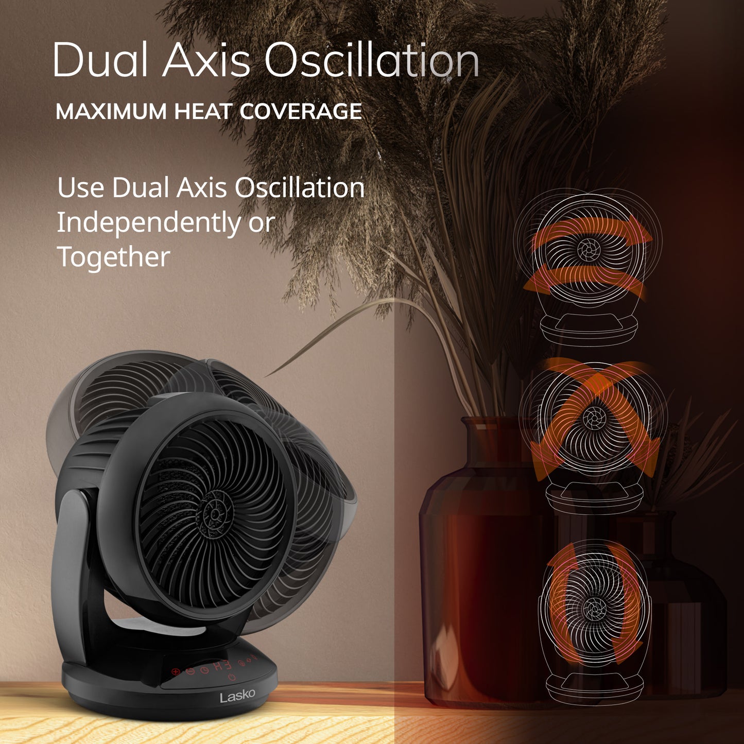 Lasko CS12350 Whirlwind Orbital Oscillation Ceramic Space Heater with Remote: Black