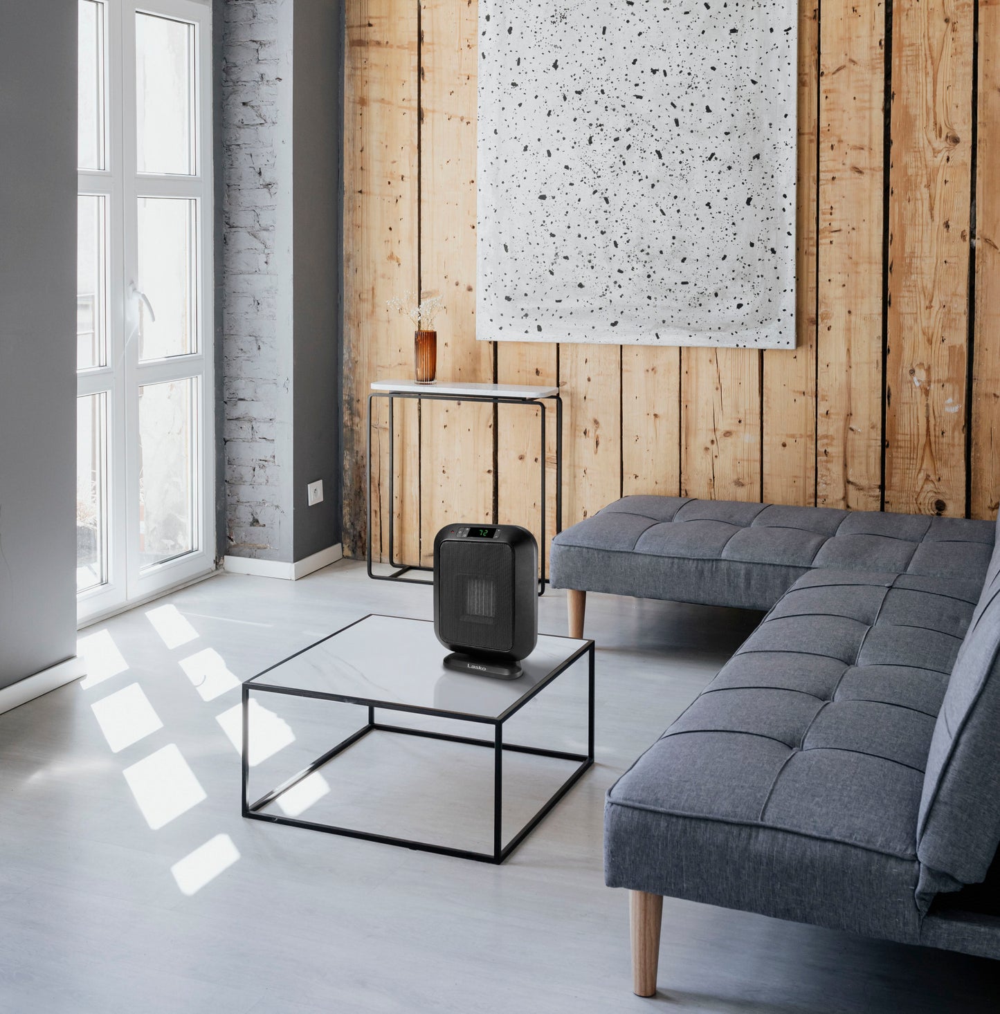 Lasko 15" Electric 1500-Watt Flat Panel Ceramic Heater, 6221, Black