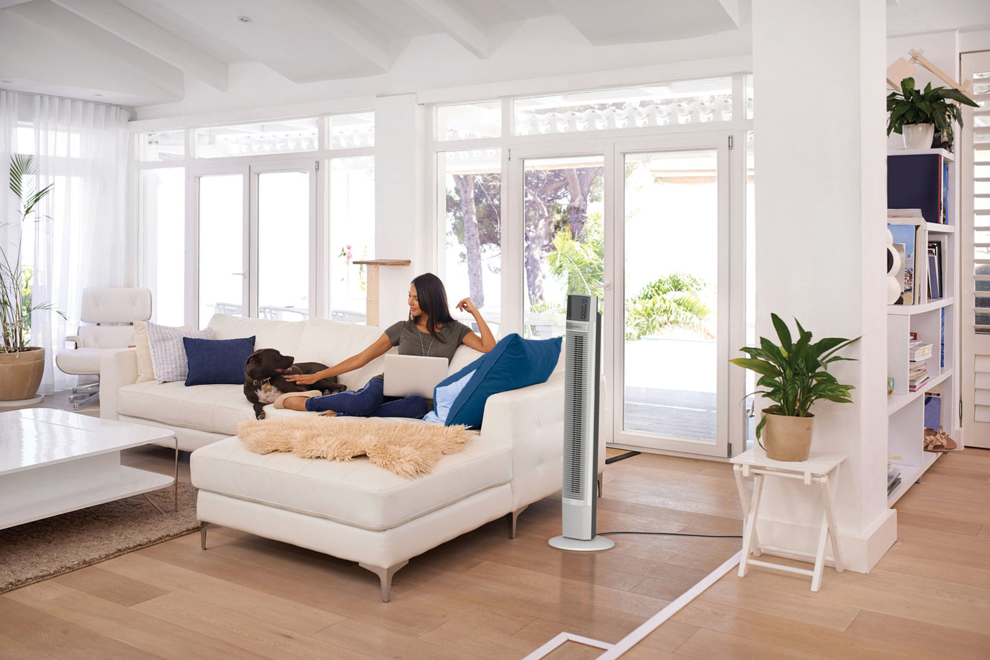 Lasko 48" Xtra Air 4- Speed Tower Fan with Remote Control, T48337, Silver