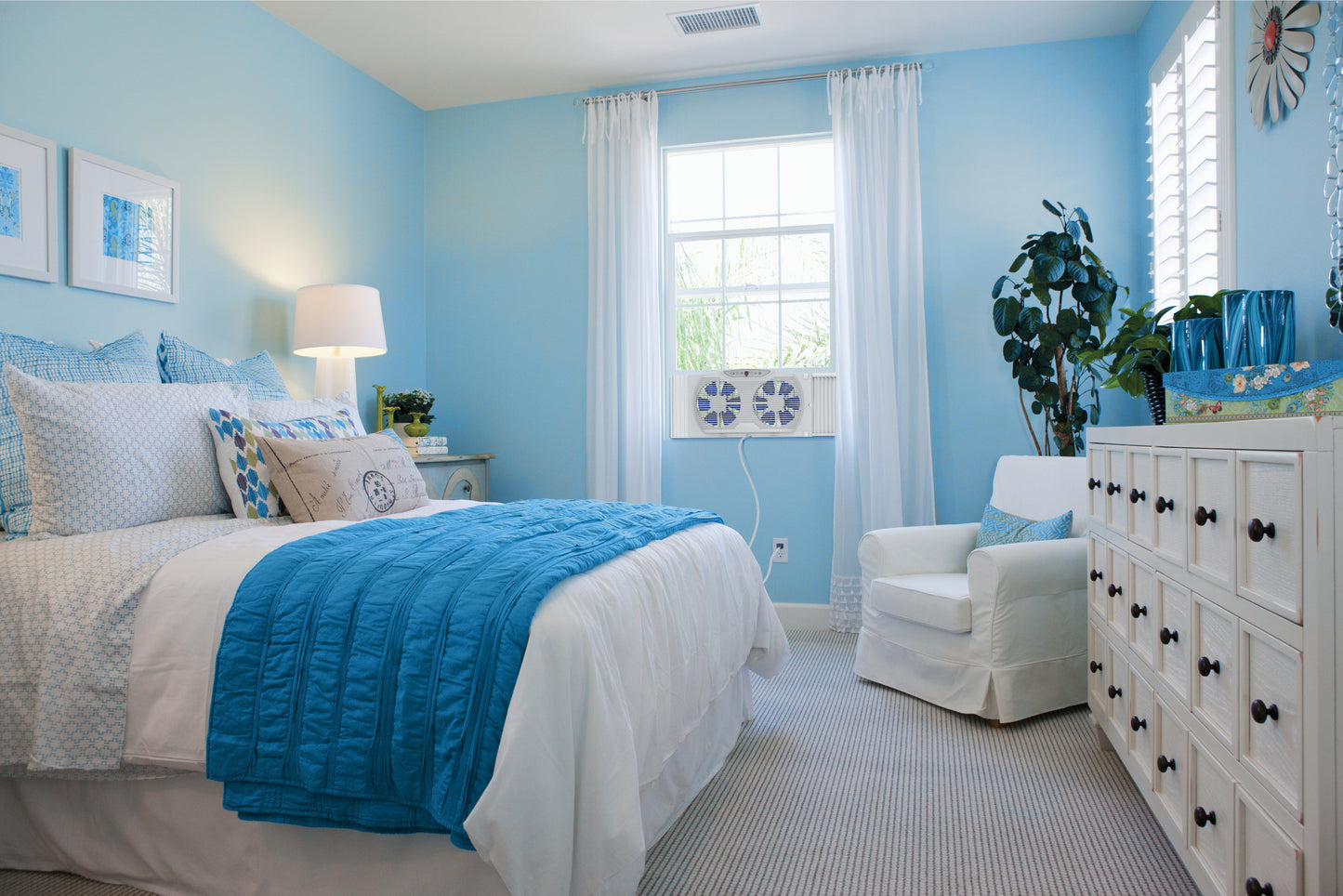 Lasko Electrically Reversible Twin Window Fan with BluetoothÂ® Technology, W09560, White