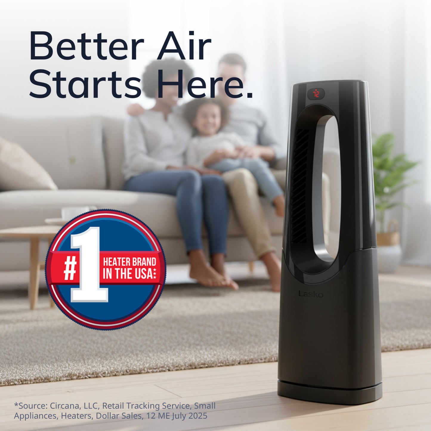 Lasko CW100 1500W Bladeless Tower Heater with Remote Control