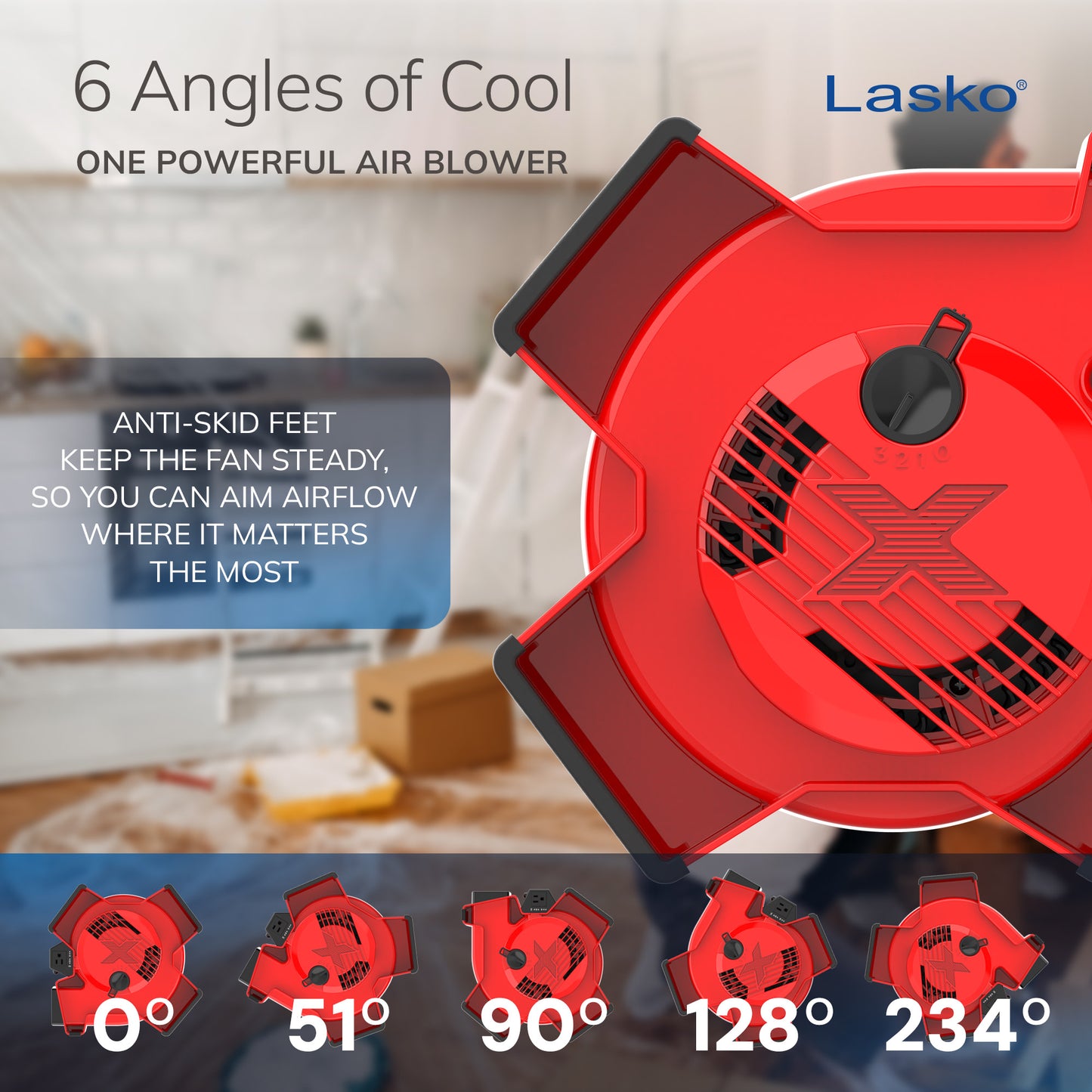 Lasko X12900 X-Blower Multi-Position Utility Blower Fan with USB Port