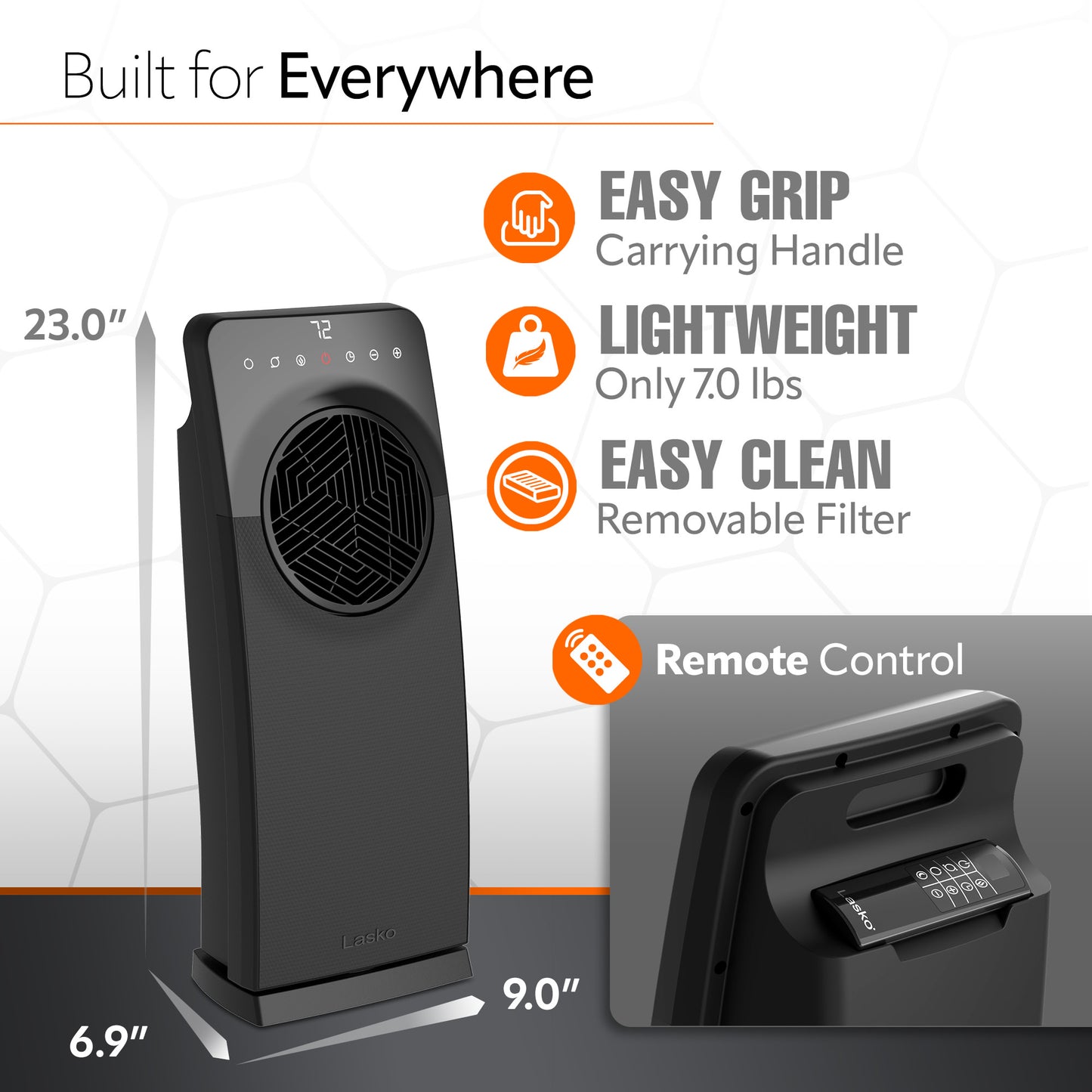 Lasko Elite Collection Revolution Full-Room Ceramic Heater with Remote, CC23645, Black