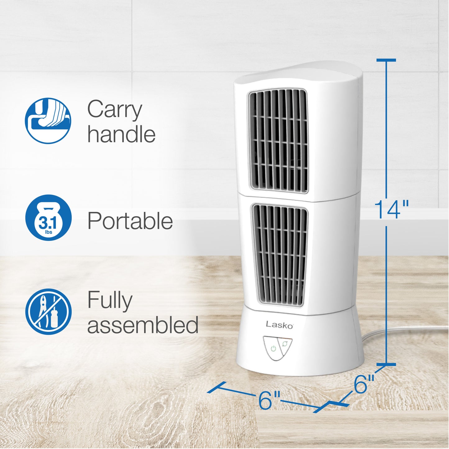 Lasko Platinum Desktop Wind Tower Fan, 4917, White