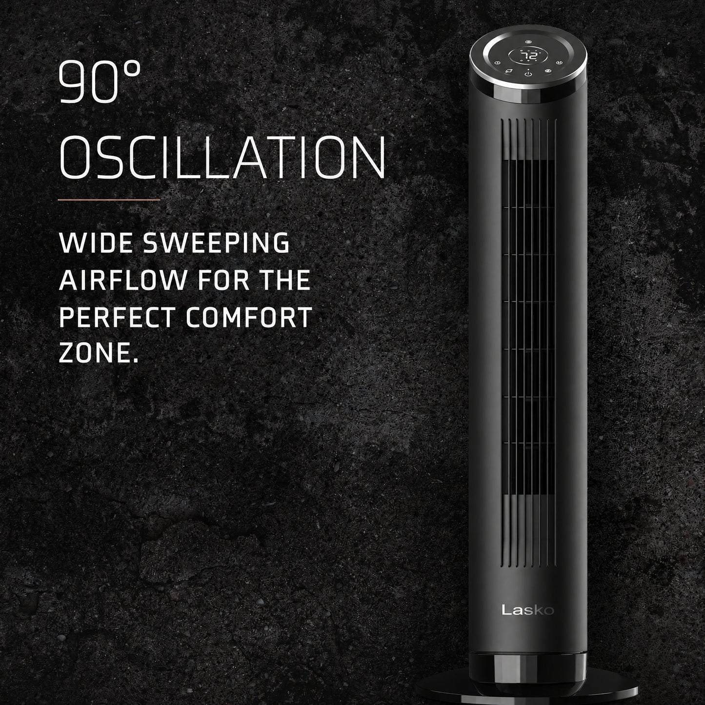 Lasko Ascend 36" Tower Fan: Oscillating, 4-Speed, Remote, Timer, Black