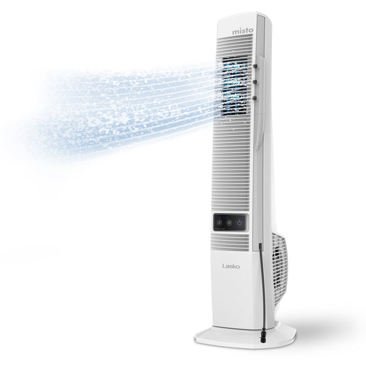 Lasko YF321 42" Misting Outdoor Tower Fan with 10-Foot Power Cord and 4 speeds: White
