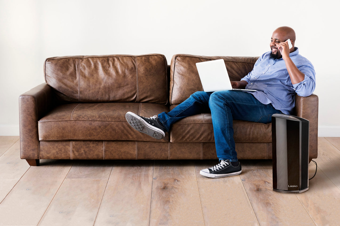 Lasko Smart Air Purifier with True HEPA Filter, Works with Alexa, LP450S, Black