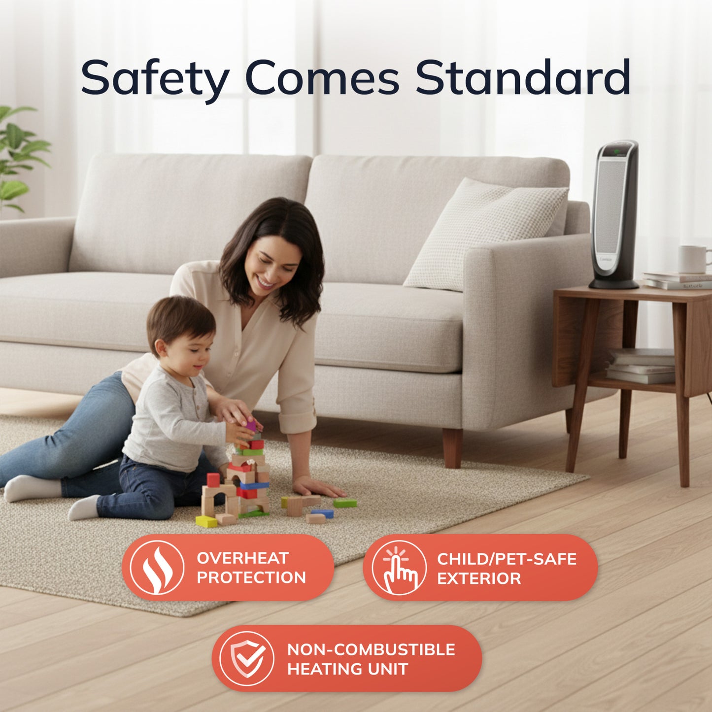 Lasko 1500W 23-In. Ceramic Tower Space Heater with Timer and Remote Control, CT22766, Black