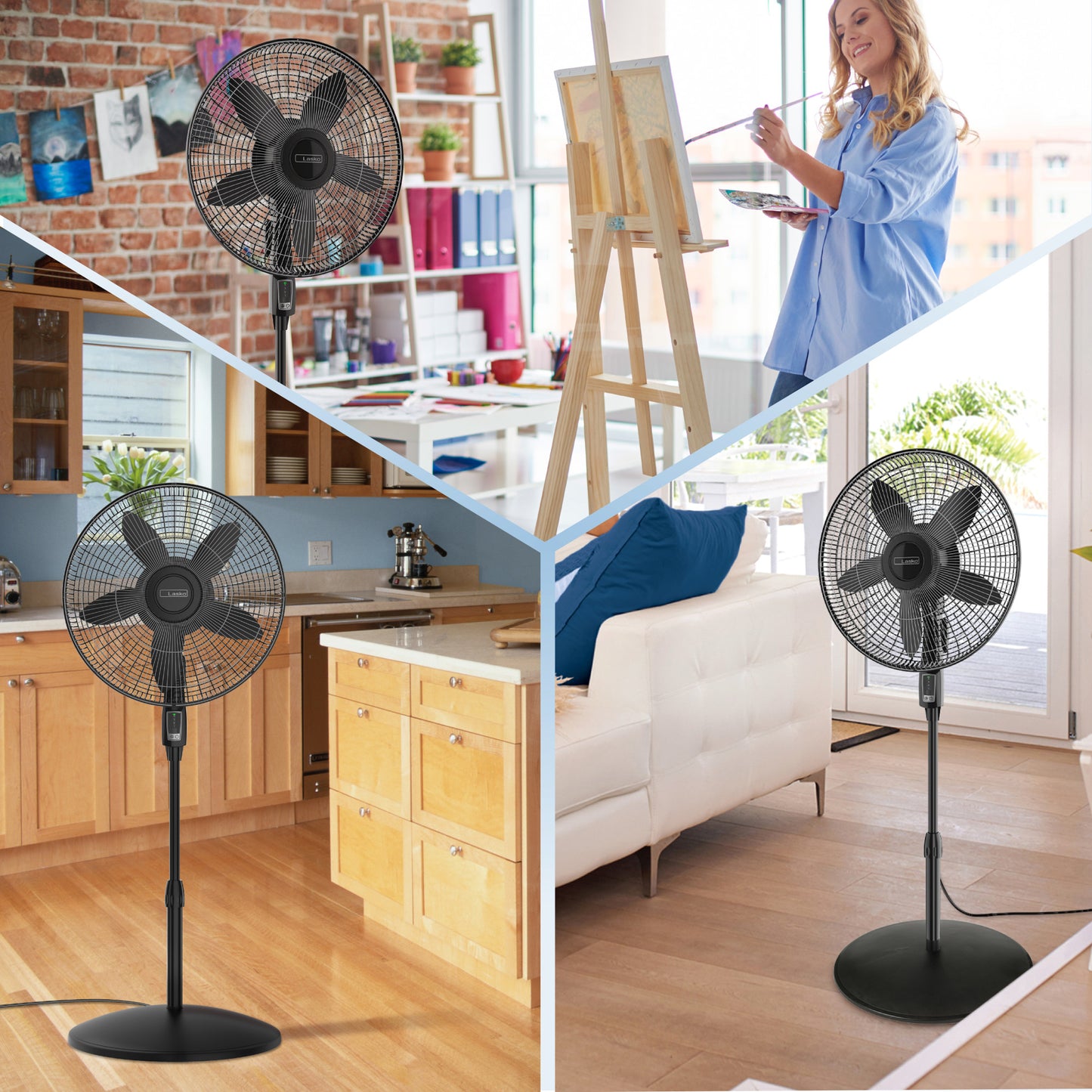 Lasko 18" 4-Speed Pedestal Fan with, Remote Control, S18440, Black