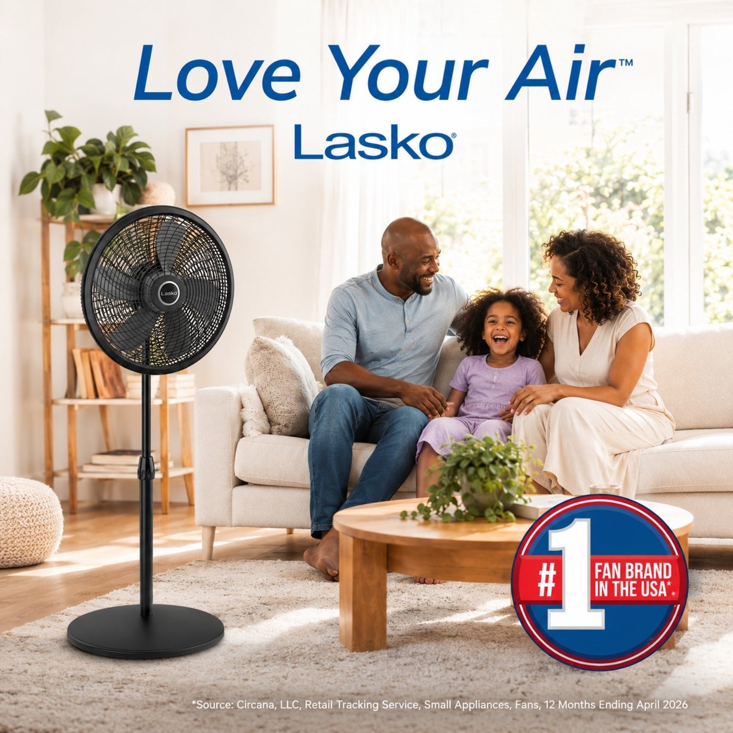 Lasko Cyclone 18" Pedestal Fan: Oscillating, 3-Speed,  Adjustable Height, Black