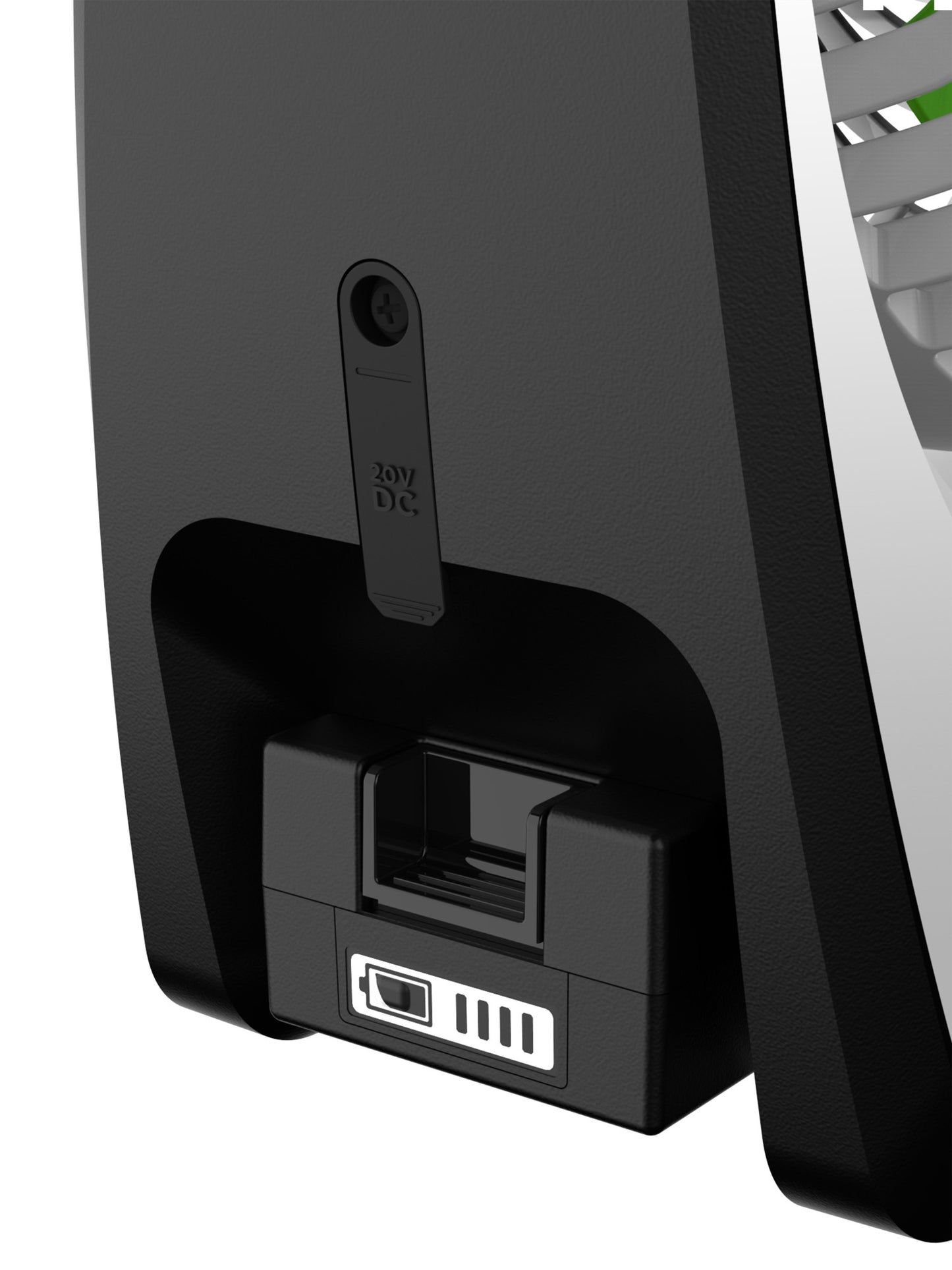 Lasko 17" 5-Speed Portable Battery Fan with 18V Lithium Ion Battery and Adapter, RB200, White