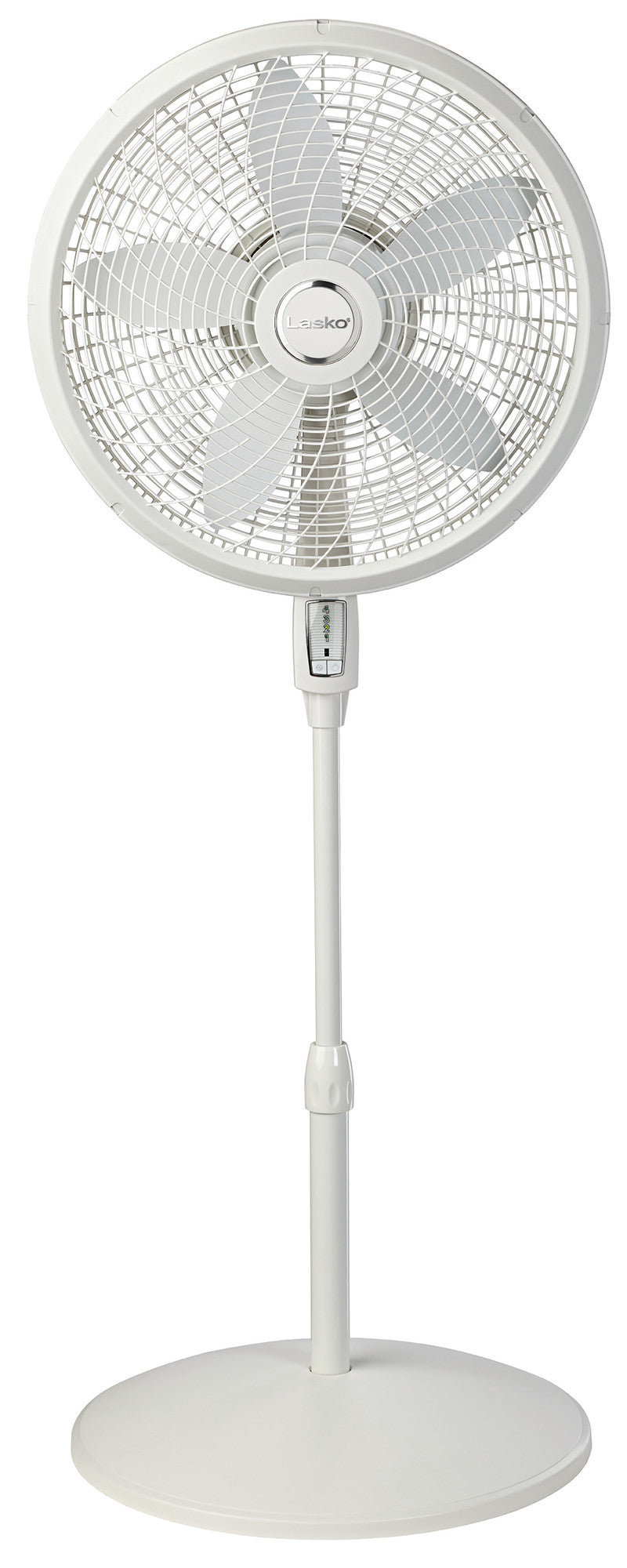 Lasko 18" 4- Speed Pedestal Fan with Remote, S18355, White