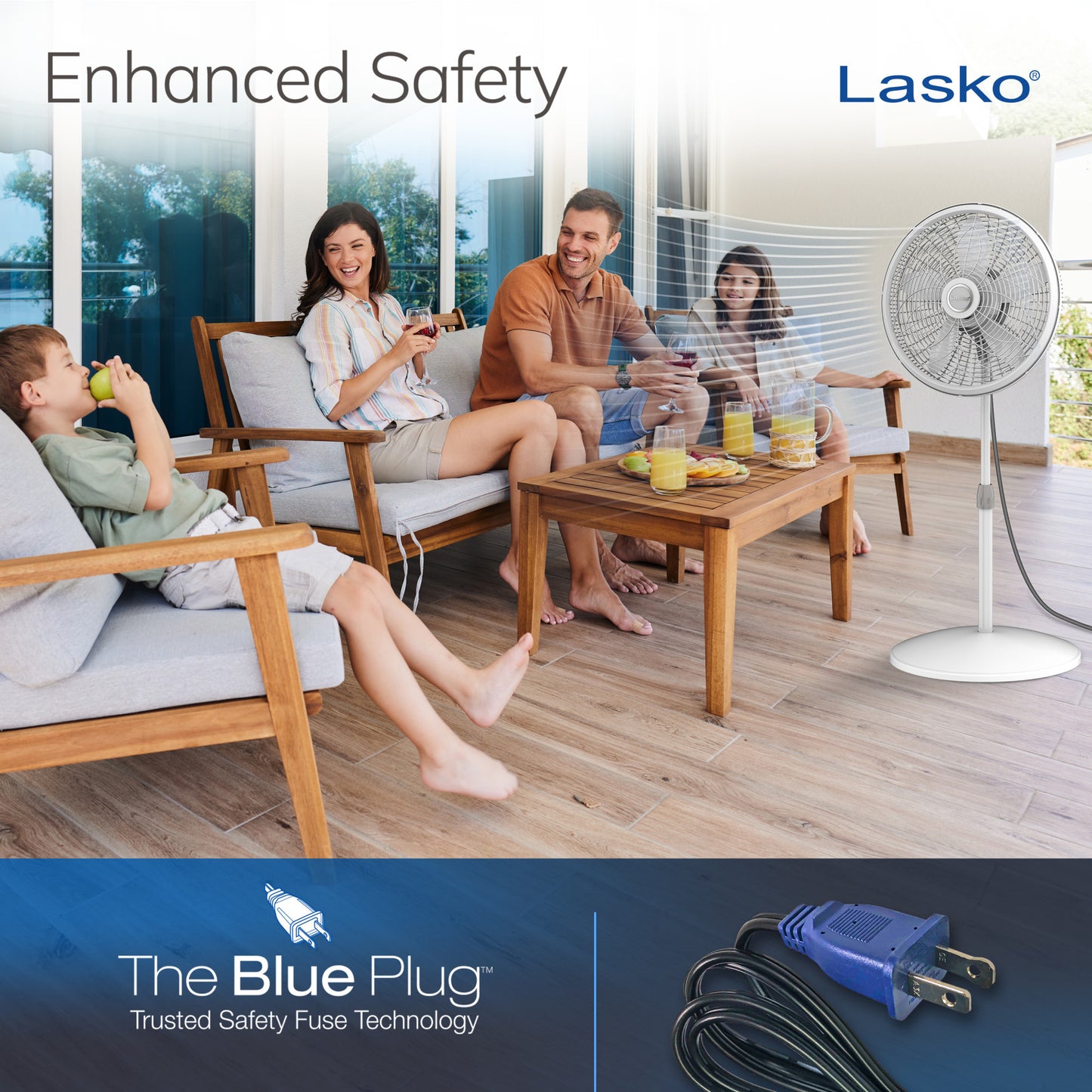 Lasko 18" Oscillating 3-Speed Elegance & Performance Pedestal Fan, 1820, White