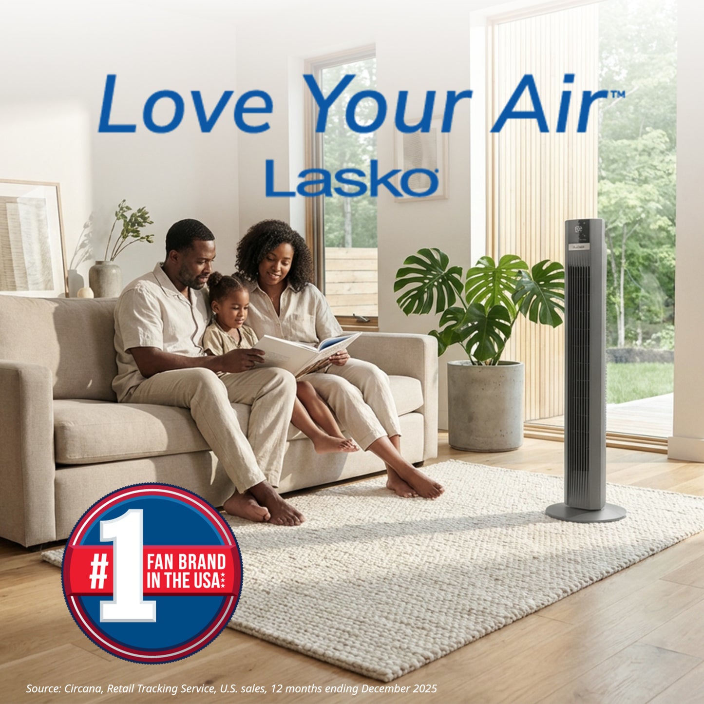 Lasko TDC48 WhisperForce™ DC 48" Tower Fan (12-speed, remote, gray)
