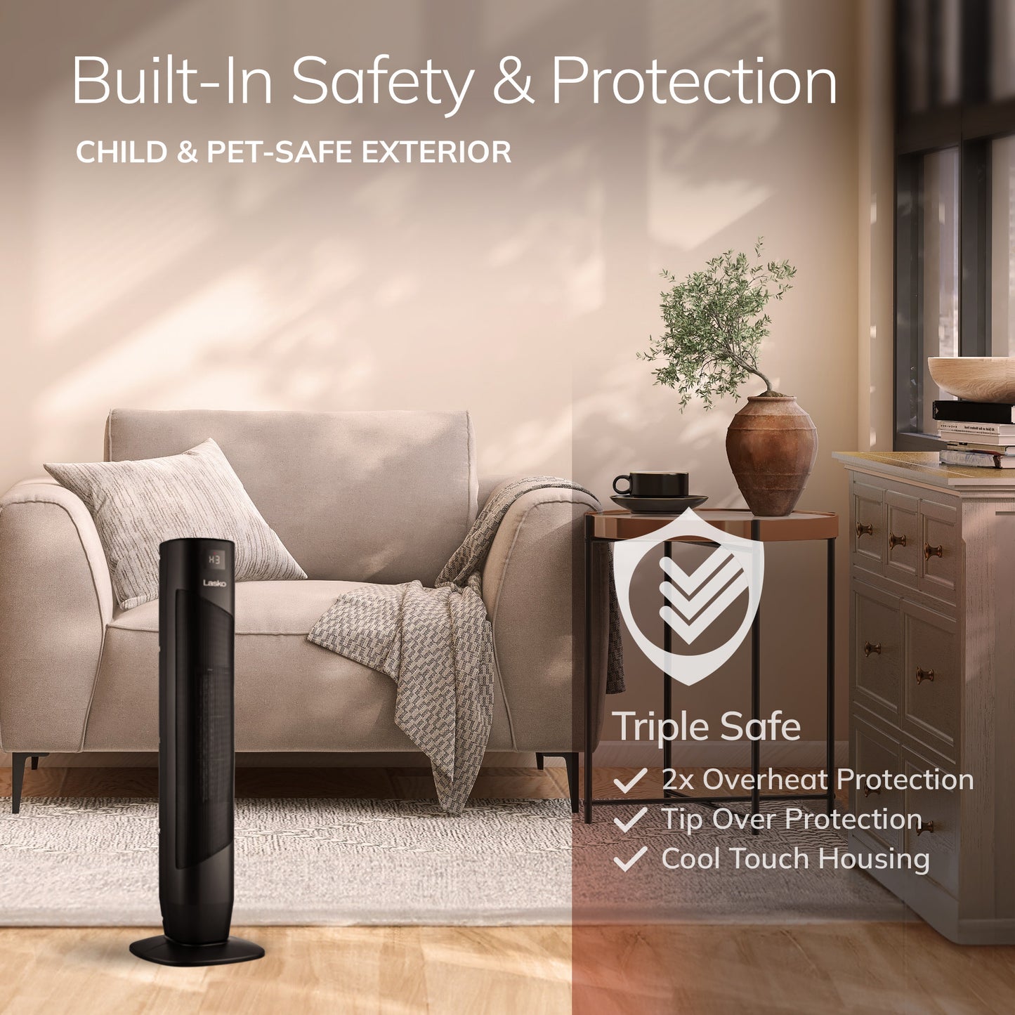 Lasko CT32150 32" Digital Ceramic Tower Space Heater with Remote Control, Black