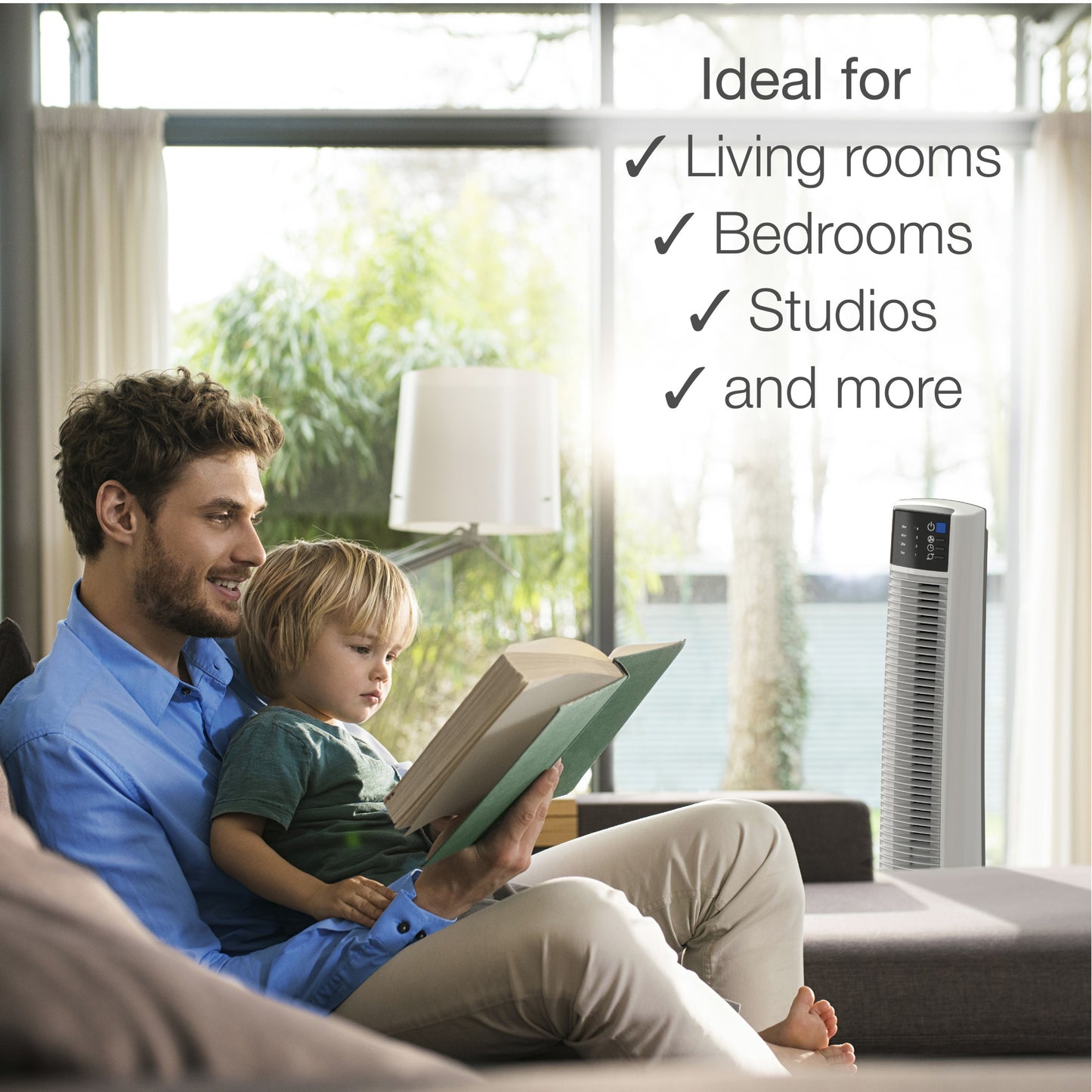 Lasko 38" Oscillating Tower Fan with Remote Control, T38400, White