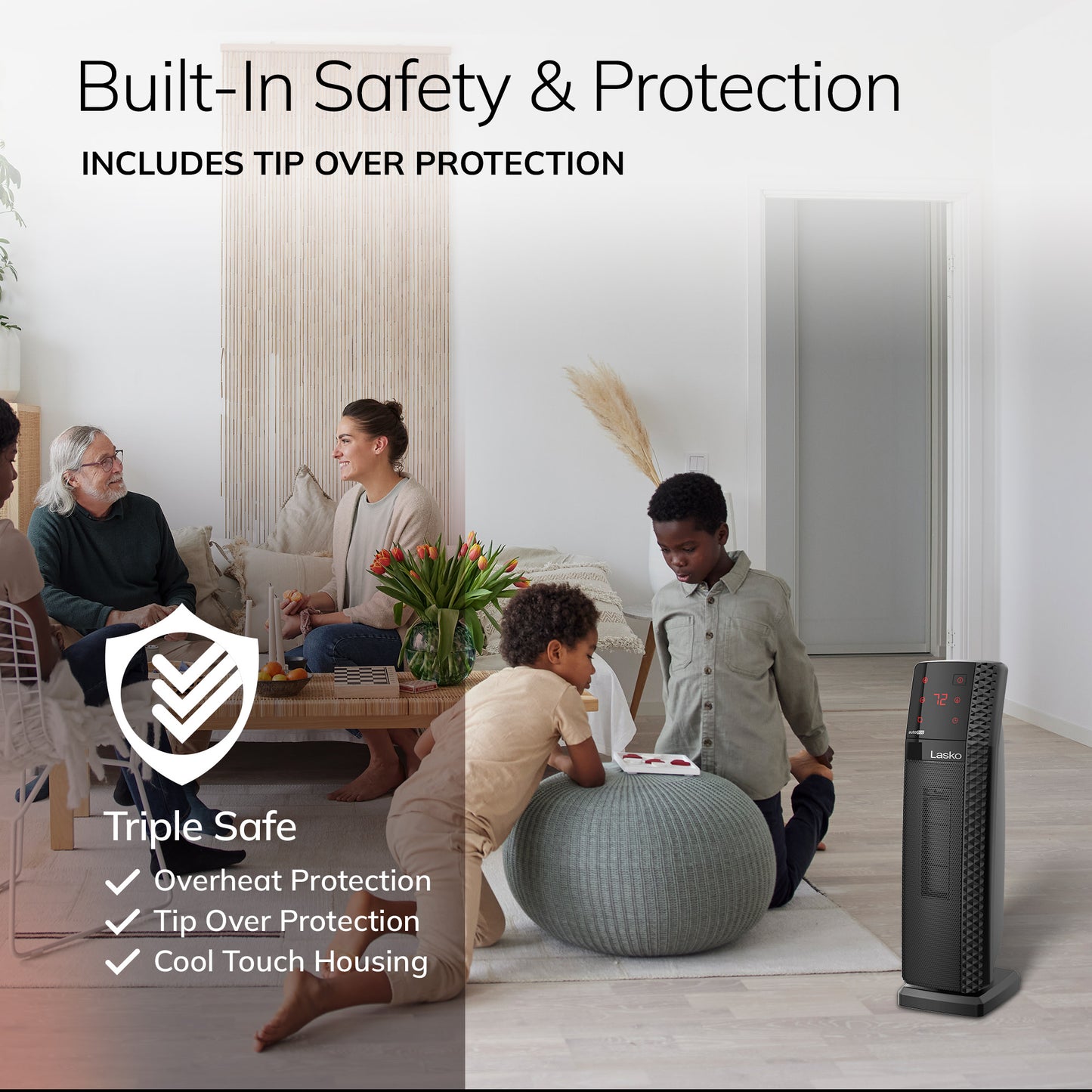 Lasko CT22440 22" Digital Ceramic Tower Space Heater with Remote Control, Black