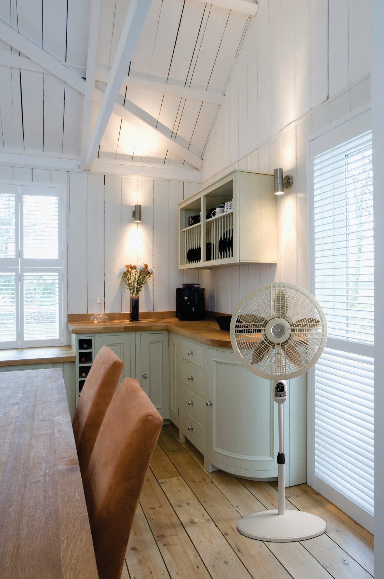 Lasko Adjustable 3-Speed Pedestal Fan with Remote Control, 1880, White