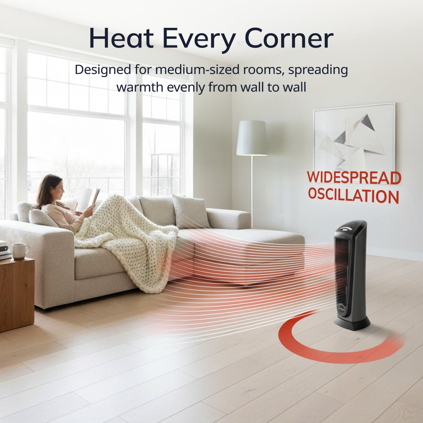 Lasko Electric Oscillating Ceramic Tower Space Heater with Remote Control, 751320, Black