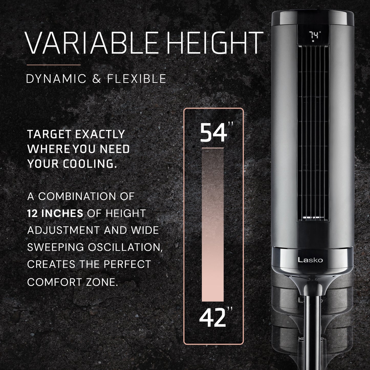 Lasko Summit Elevation EST100 54" Oscillating Pedestal Tower Fan with Remote Control: Black