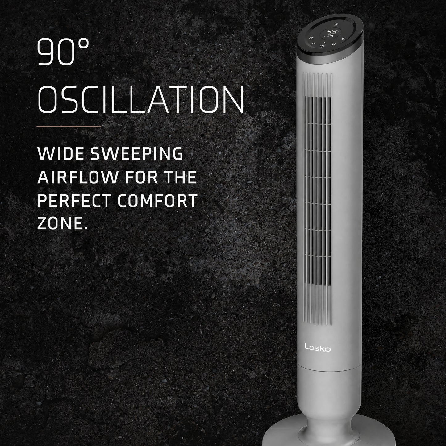 Lasko Apex 42" Tower Fan: Oscillating, 6-Speed, Remote, Timer, Gray