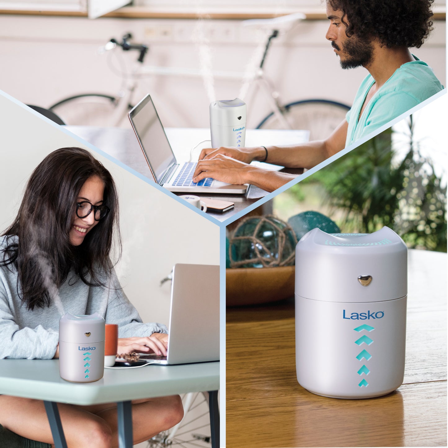 Lasko Ultrasonic Personal Cool Mist Humidifier with Nightlight, UH150, White