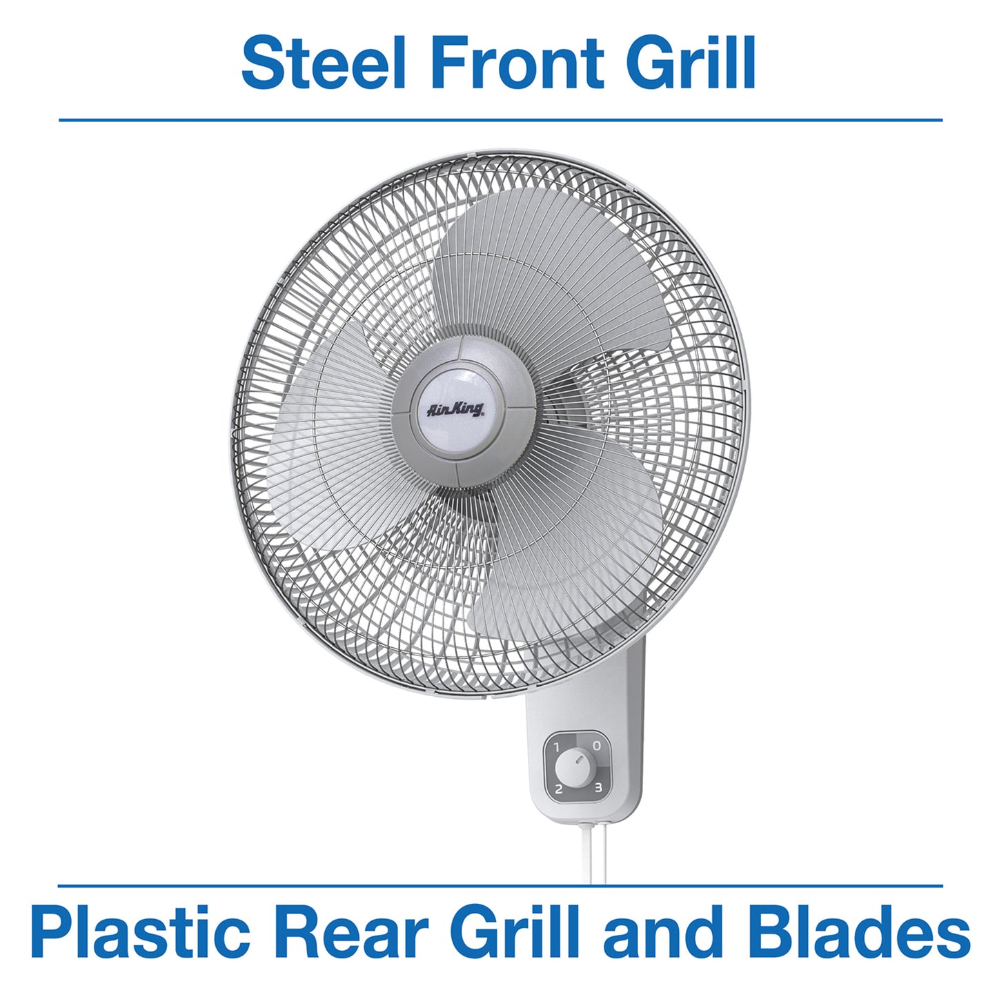 Air King 16" 1/20 HP Commercial Grade Wall Mount Fan (3-speed, manual, white)
