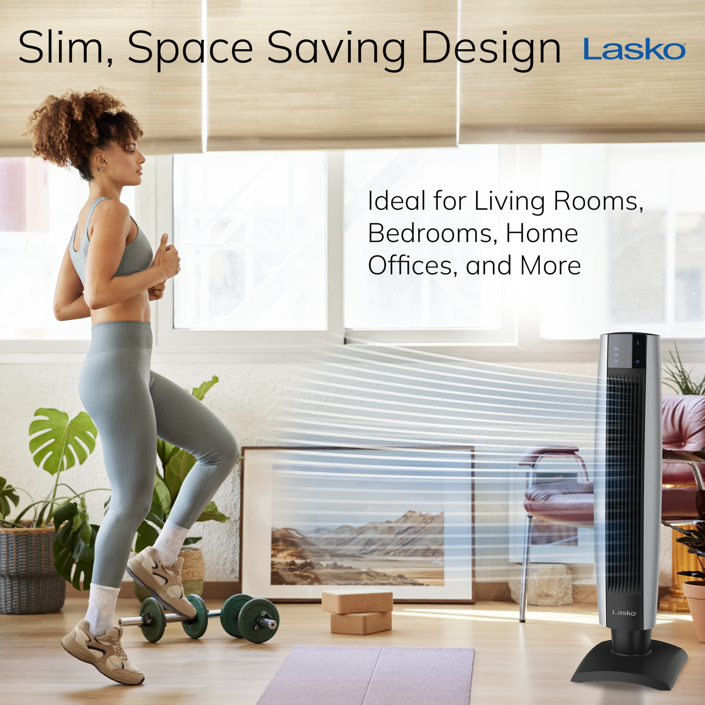 Lasko Oscillating Tower Fan with Remote Control, 2711, Black