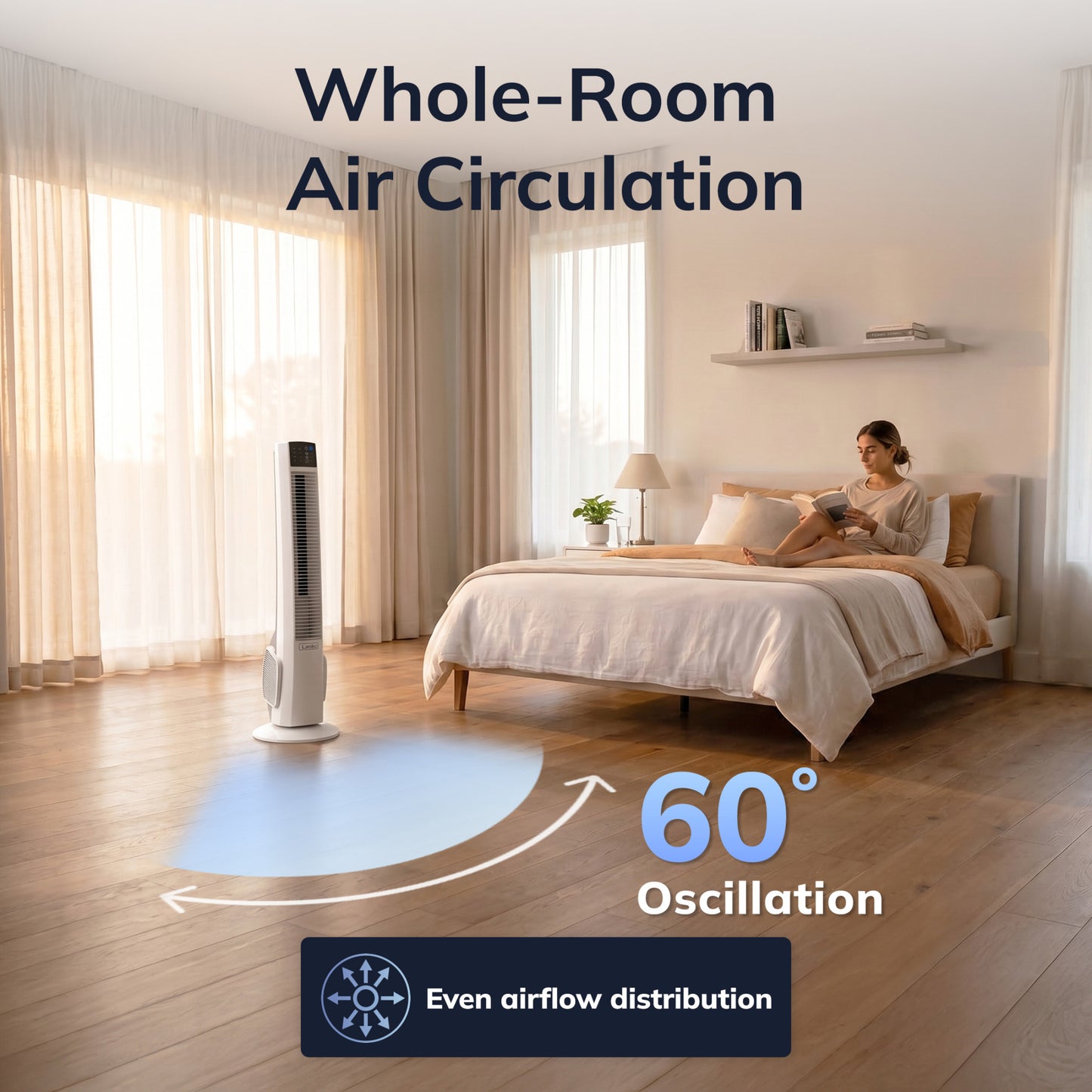 Lasko 38" Hybrid Tower Fan: Oscillating, 4-Speed, Remote, Timer, White