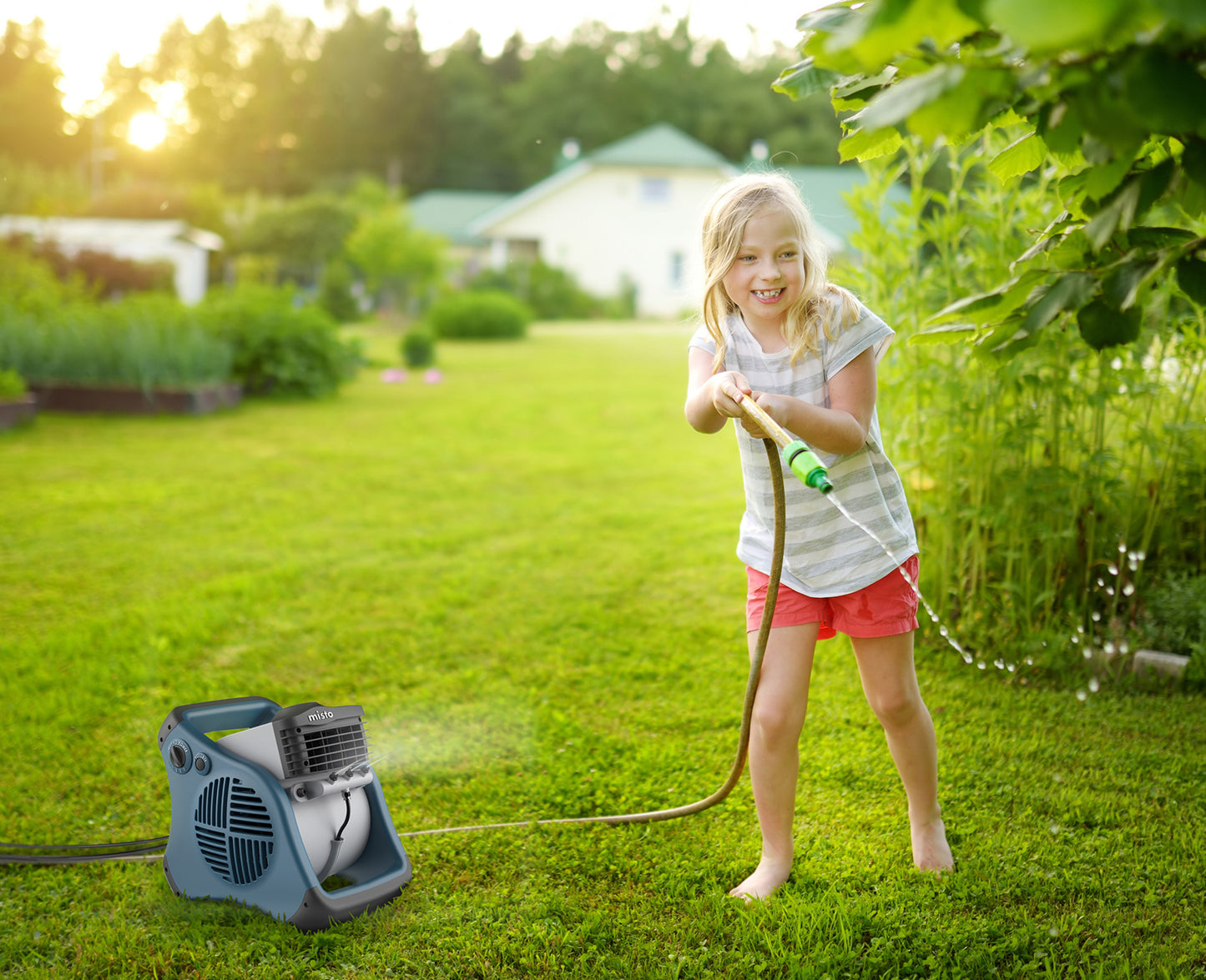 Lasko 15" Pivoting Misto Outdoor Misting Fan with GFCI Cord and 3 Speeds, 7054, Blue