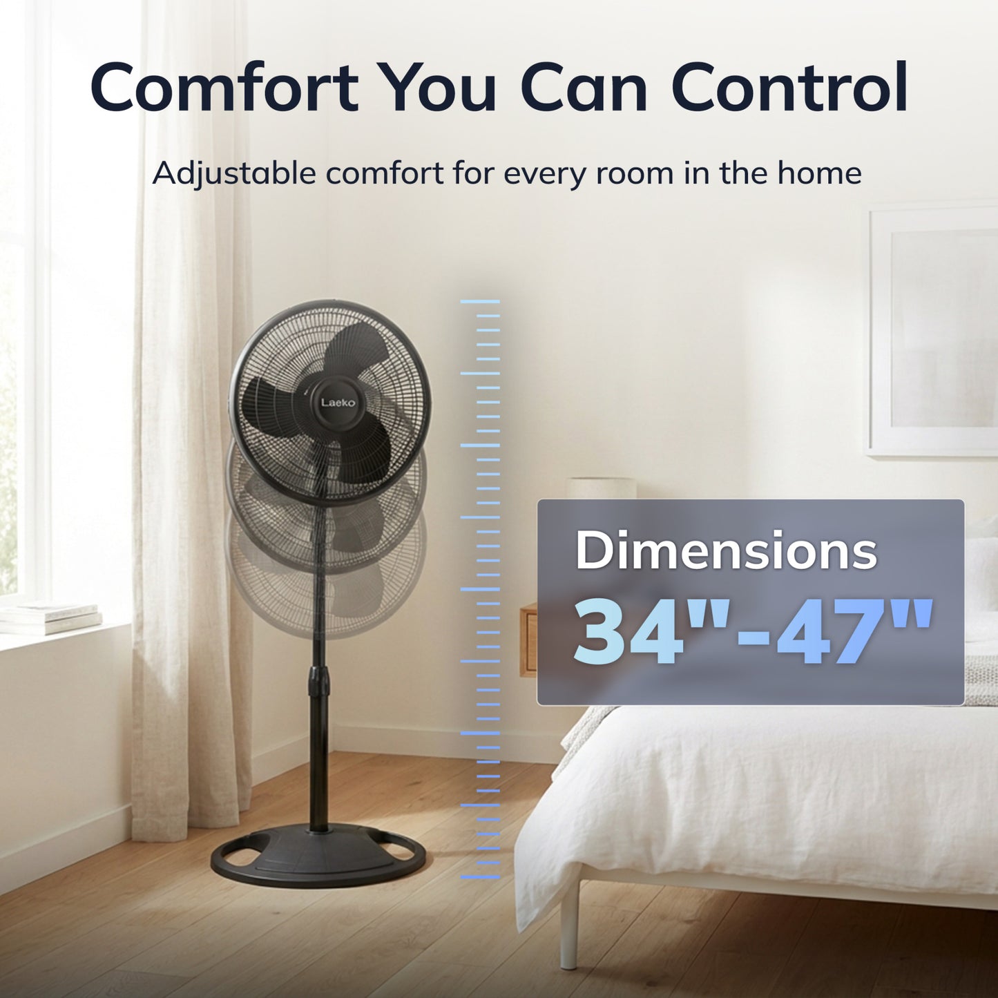 Lasko 16" Pedestal Fan: Oscillating, 3-Speed, Adjustable Height, Black