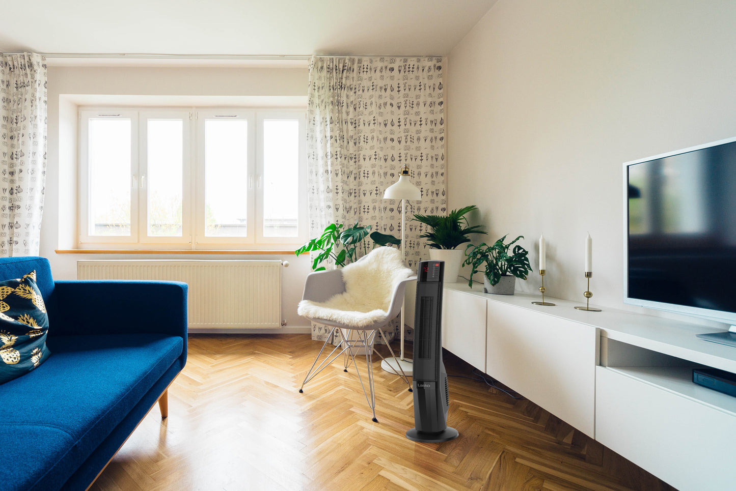 Lasko 1500W Ceramic Tower Space Heater with Remote, CT30796, Black