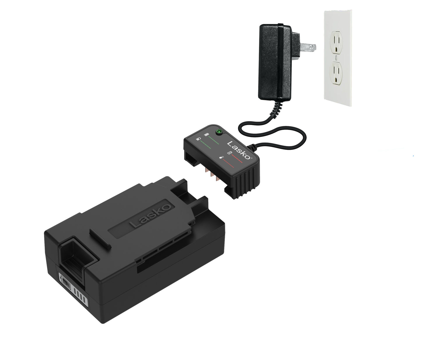 Lasko 17" 5-Speed Portable Battery Fan with 18V Lithium Ion Battery and Adapter, RB200, White